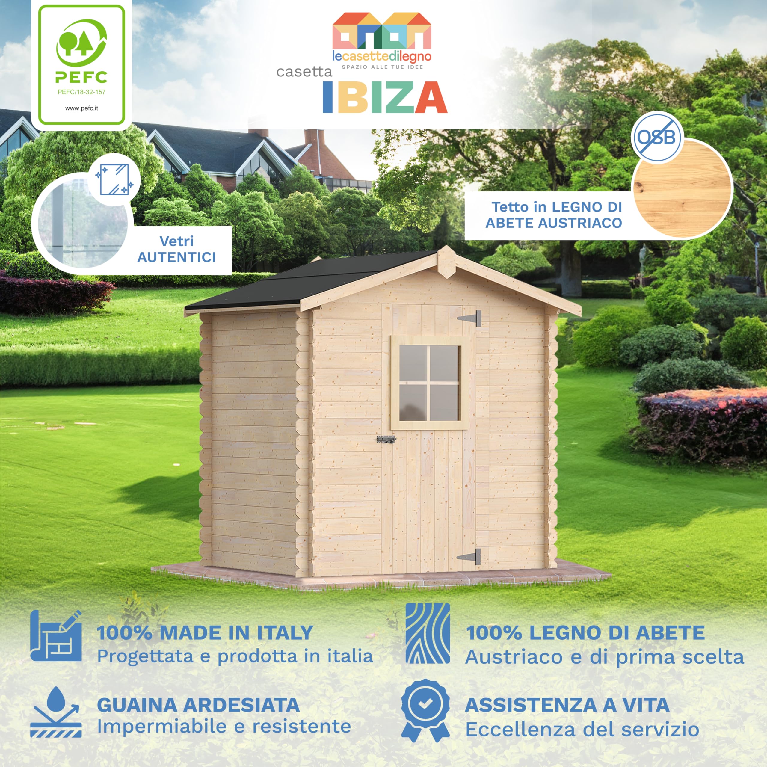 Casetta Da Giardino In Legno Mod. Ibiza 2x1,5 M Casetta In Legno Sp 16mm 3mq, Ideale Per Rimessa Attrezzi, Deposito, Capanno, Box Per Esterno, Made In Italy (con pavimento)