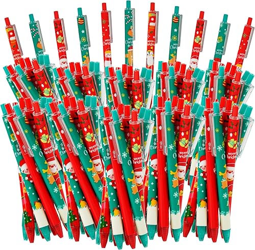 Miniatura 1 de 100 bolígrafos de Navidad a granel, bolígrafos retráctiles de Navidad, Papá Noel, muñeco de nieve, árbol de Navidad, bolígrafos de 0.020 in para