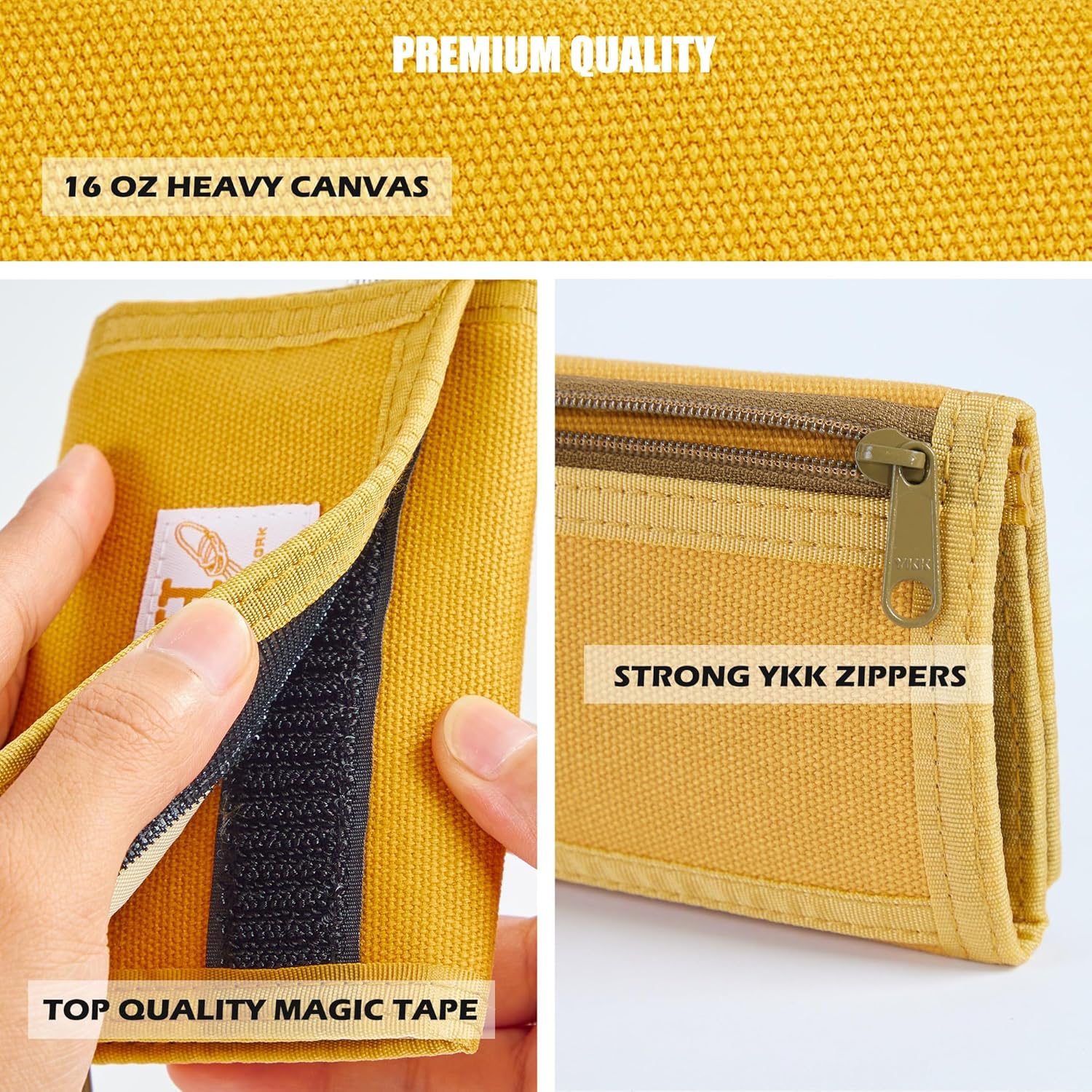 Rough Enough Boys Wallet for Kids Preppy Teens Adults with Neck Lanyard Keychain Canvas Wallet Vintage Yellow - Image 5