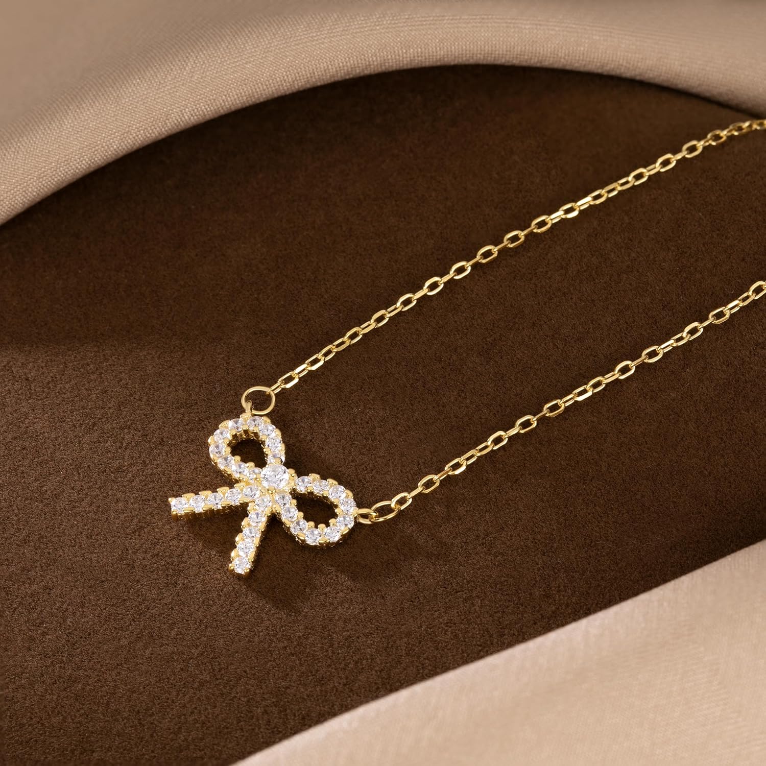 SLUYNZ Solid 925 Sterling Silver Bow Choker Necklace for Women Teens Sparkling CZ Bowknot Pendant Necklace - Image 5