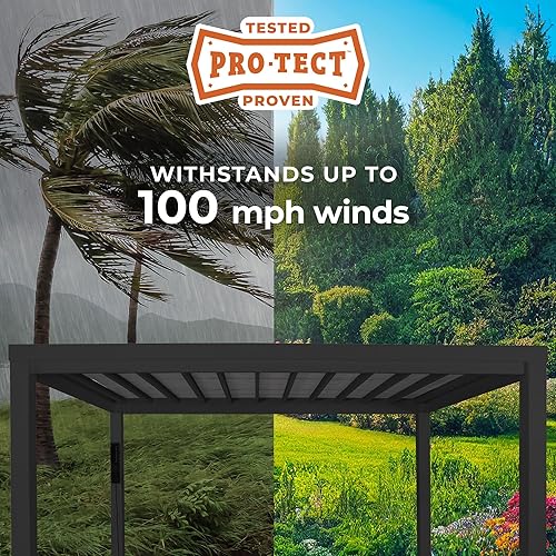 Miniatura 4 de Backyard Discovery Trenton - Kit moderno de pérgola de acero galvanizado de 14 x 12 pies con toldo tipo vela, durabilidad para todas las estaciones,