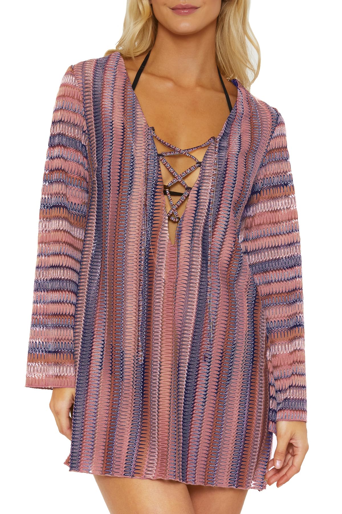 Women's Syracuse Lace Up Tunic, Casual, Beach Cover Ups for Women Throw for Swimming Clothing-image-38