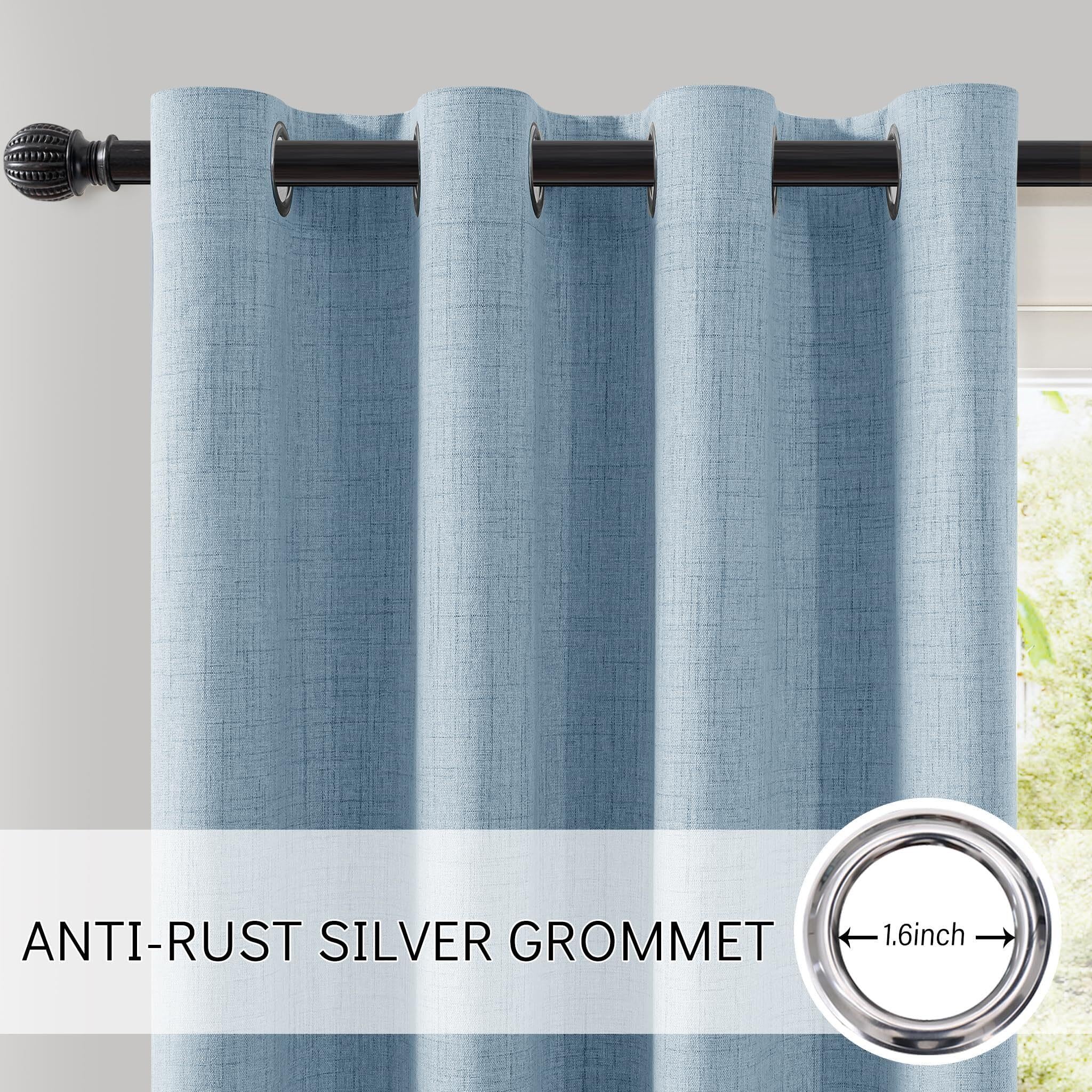 Leinenvorhänge for den Raum, Verdunkelungsvorhang, vollständiger, Sichtschutz mit Ösen Oben, thermisches Fensterpaneel(Sky Blue,52" W x 63" L (Pack of 2))