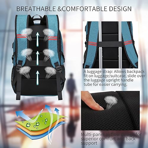 Miniatura 5 de CAFELE 17.3 Mochila para computadora portátil de viaje, mochila escolar con puerto de carga USB