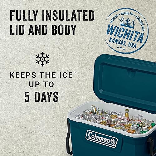 Miniatura 40 de Coleman Classic Series - Enfriador portátil aislado con ruedas, resistente a fugas, para exteriores, mantiene el hielo hasta 5 días, 100 cuartos