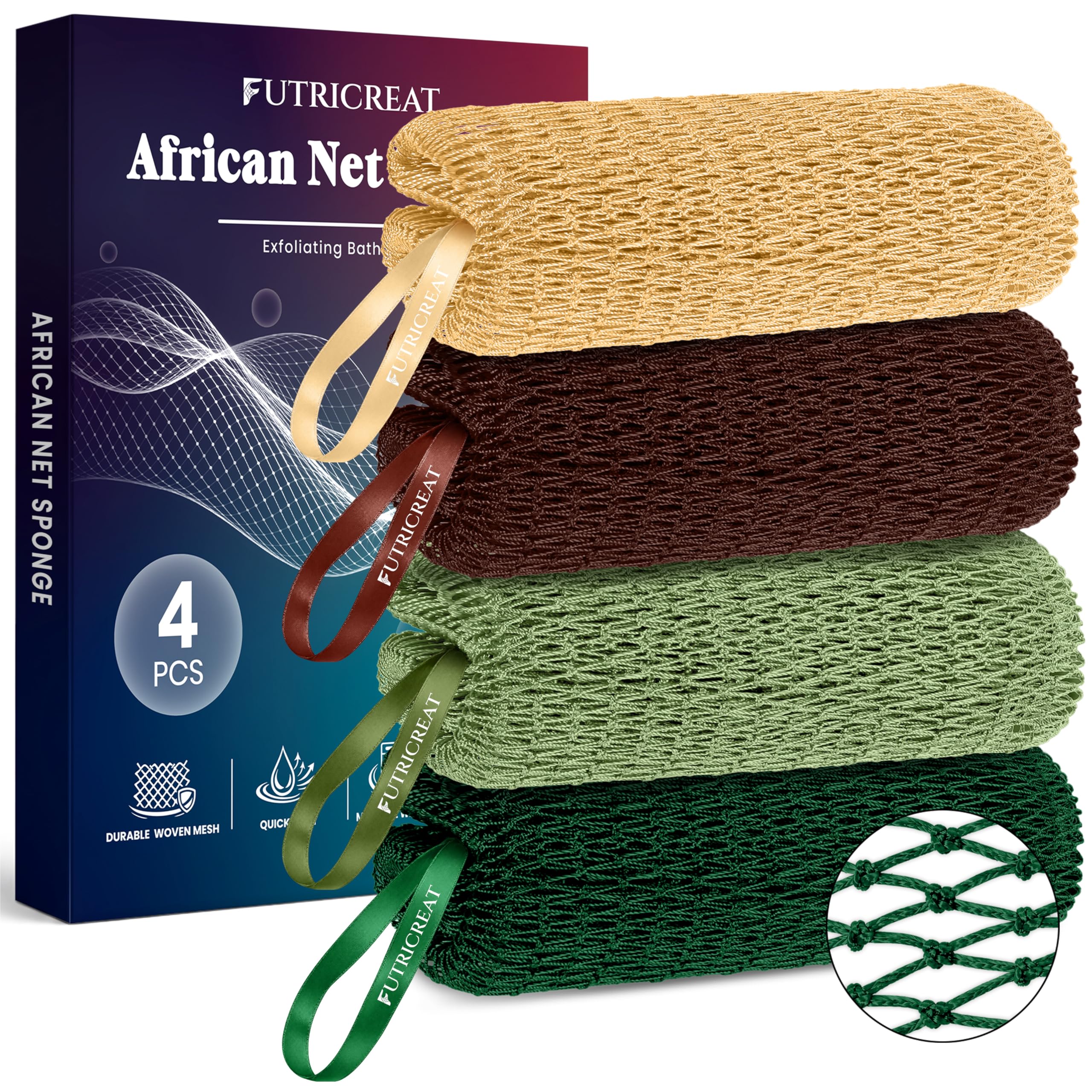African Net Sponge - Exfoliating Back Scrubber -11