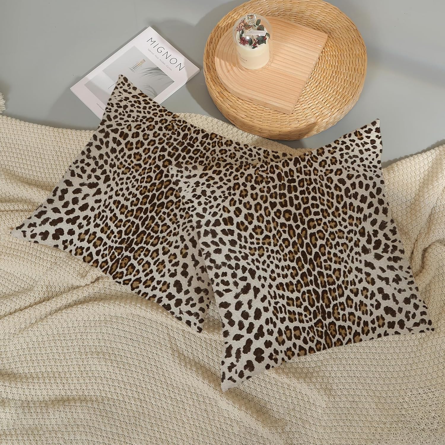 Leopard Pillow Covers 18x18 Inches Pack of 2,Cheetah Print Brown Throw Pillow Covers Animal Skin Modern Pillowcase Decoration Farmhouse Decorative Linen Cushion Cover Decor for Home Couch Sofa - Image 6