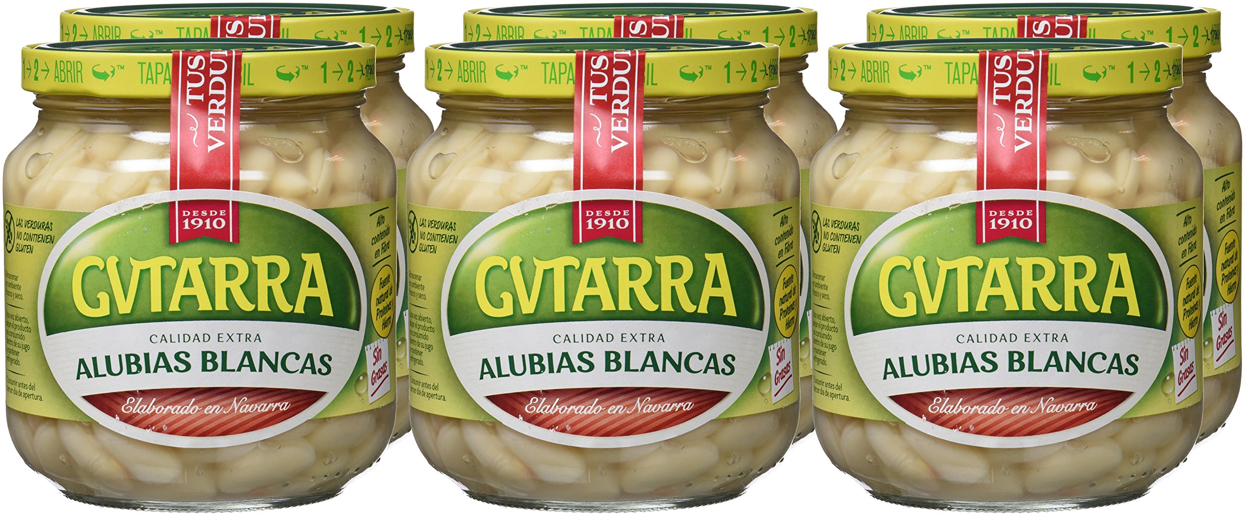 Gvtarra Alubia Blanca Cocida Legumbre - Paquete de 6 x 400 gr - Total: 2400 gr