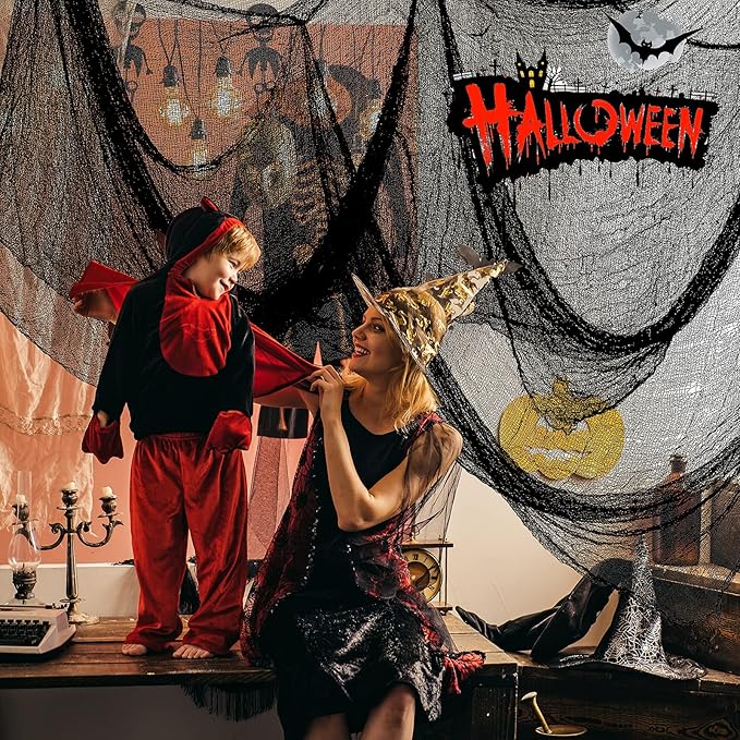 5Pcs Halloween Creepy Cloth Black 30×72inch - Spooky Halloween Decorations