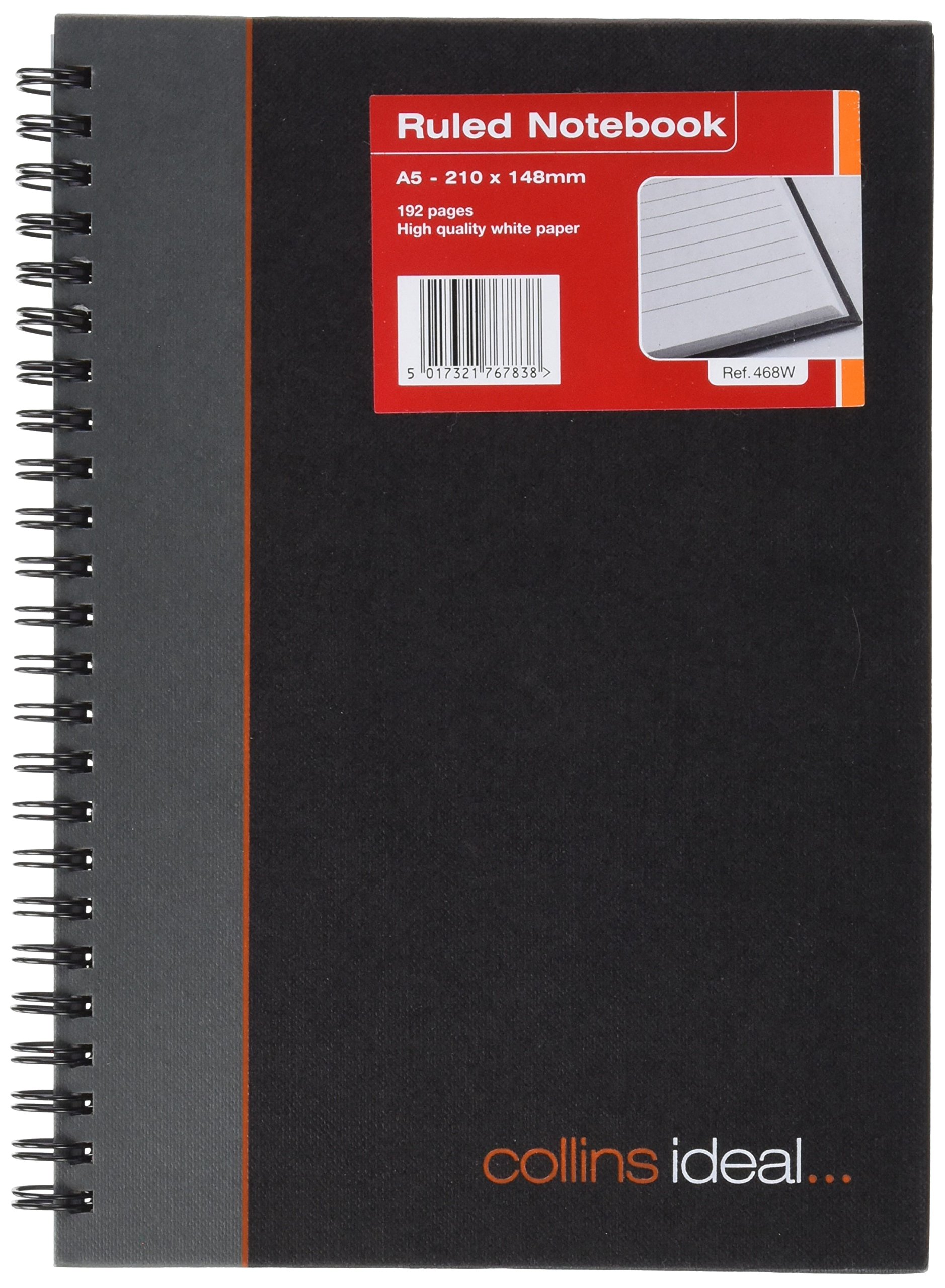 Ideal - A5 Cashbook Wiro Feint Ruled - 192 Pgs - Blue - 468W