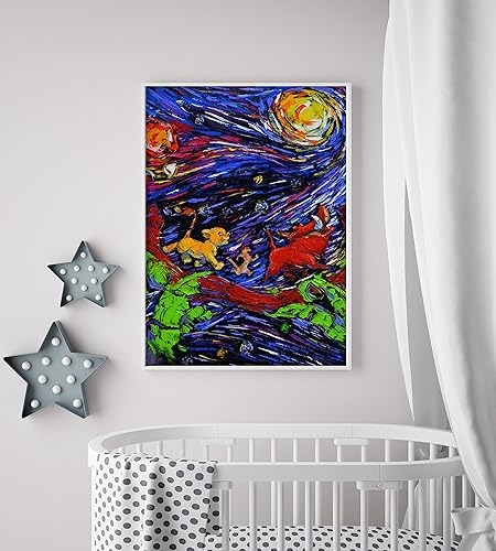 Miniatura 2 de Uhomate Póster con texto en inglés The Lion and Son de Vincent Van Gogh, póster de noche estrellada para el hogar, lienzo para decoración de pared,