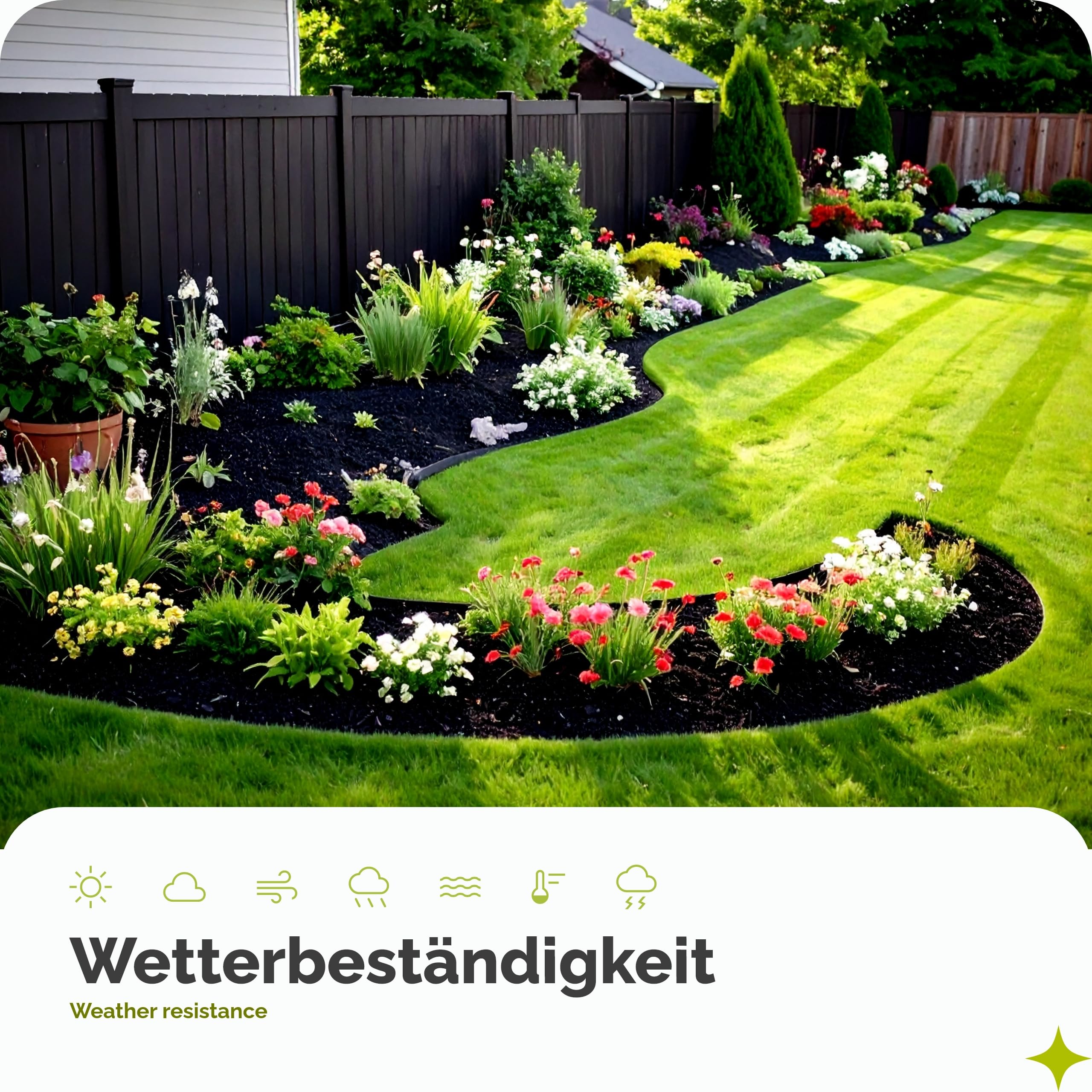 Garronda Rasenkante 24 m Kunststoff, Beeteinfassung 4,5 cm Hoch mit 100 Befestigungsankern Stecksystem für Garten und Wege, Flexible Rasenbegrenzung, Beetbegrenzung für Gartendeko GD-0157
