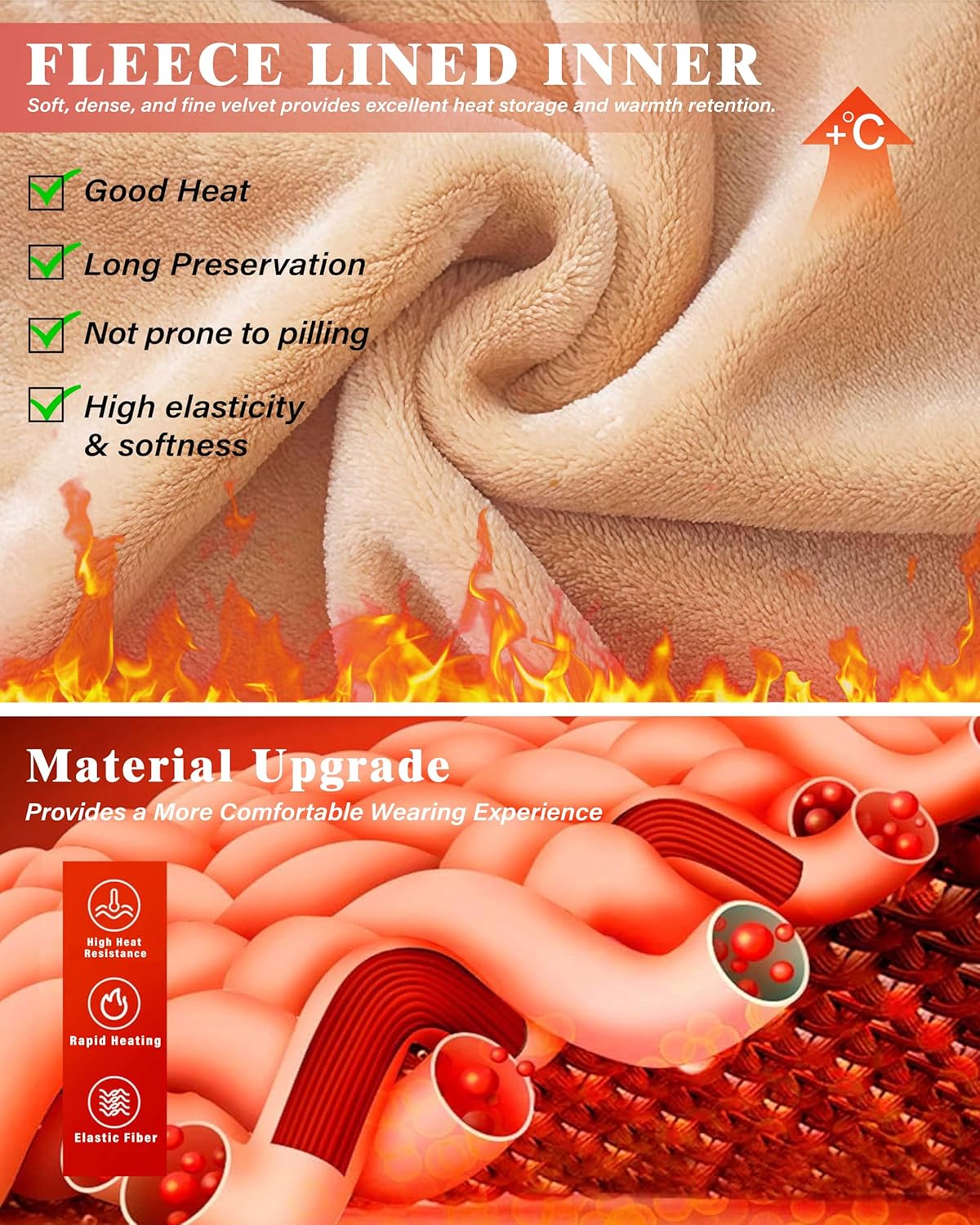 Women's Thermal Fleece Lined Tights, Translucent Skin Tone Pantyhose Style Leggings for Winter Warmth - Image 2