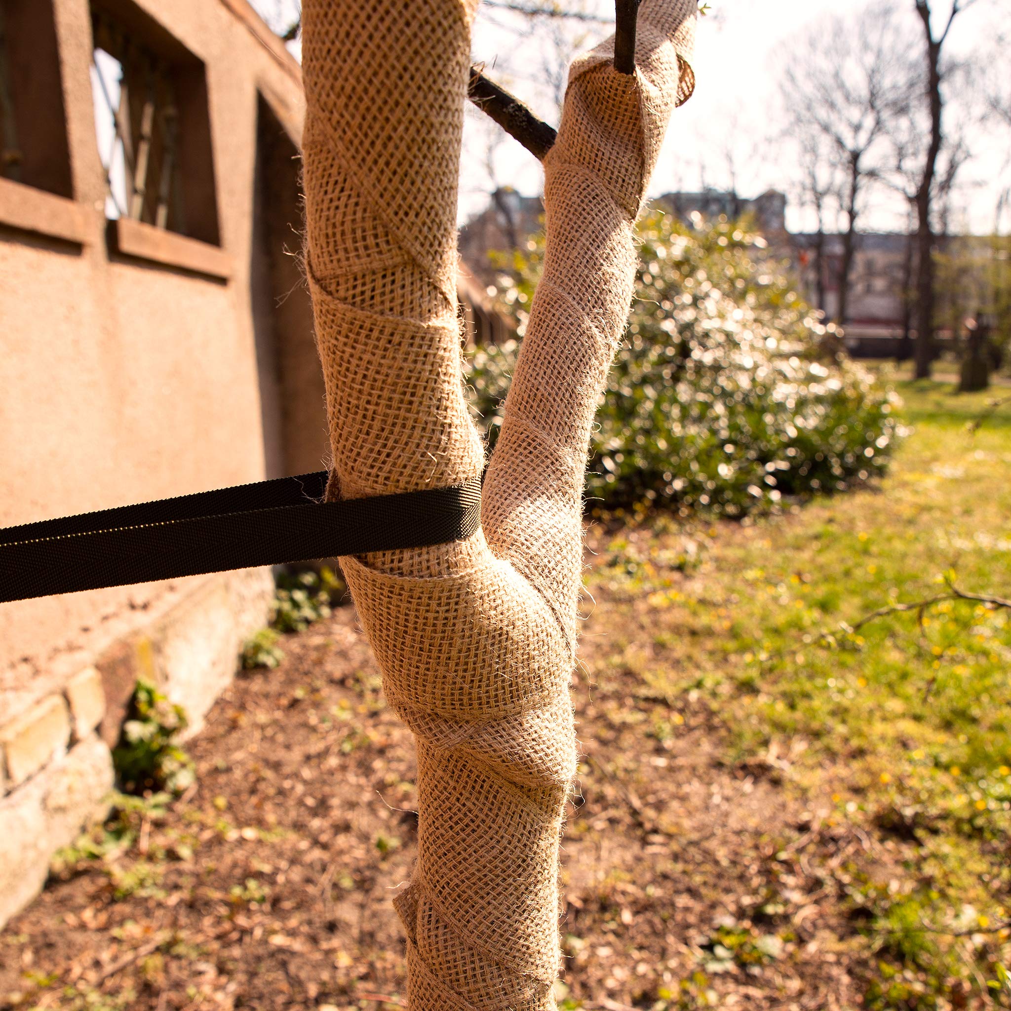 Cinta de Yute como protección de árboles/25 m de Yute de protección de Invierno para Plantas y árboles. Fabricado en Alemania/no se deshilacha. Cinta de Yute con Borde Cerrado (100 mm).