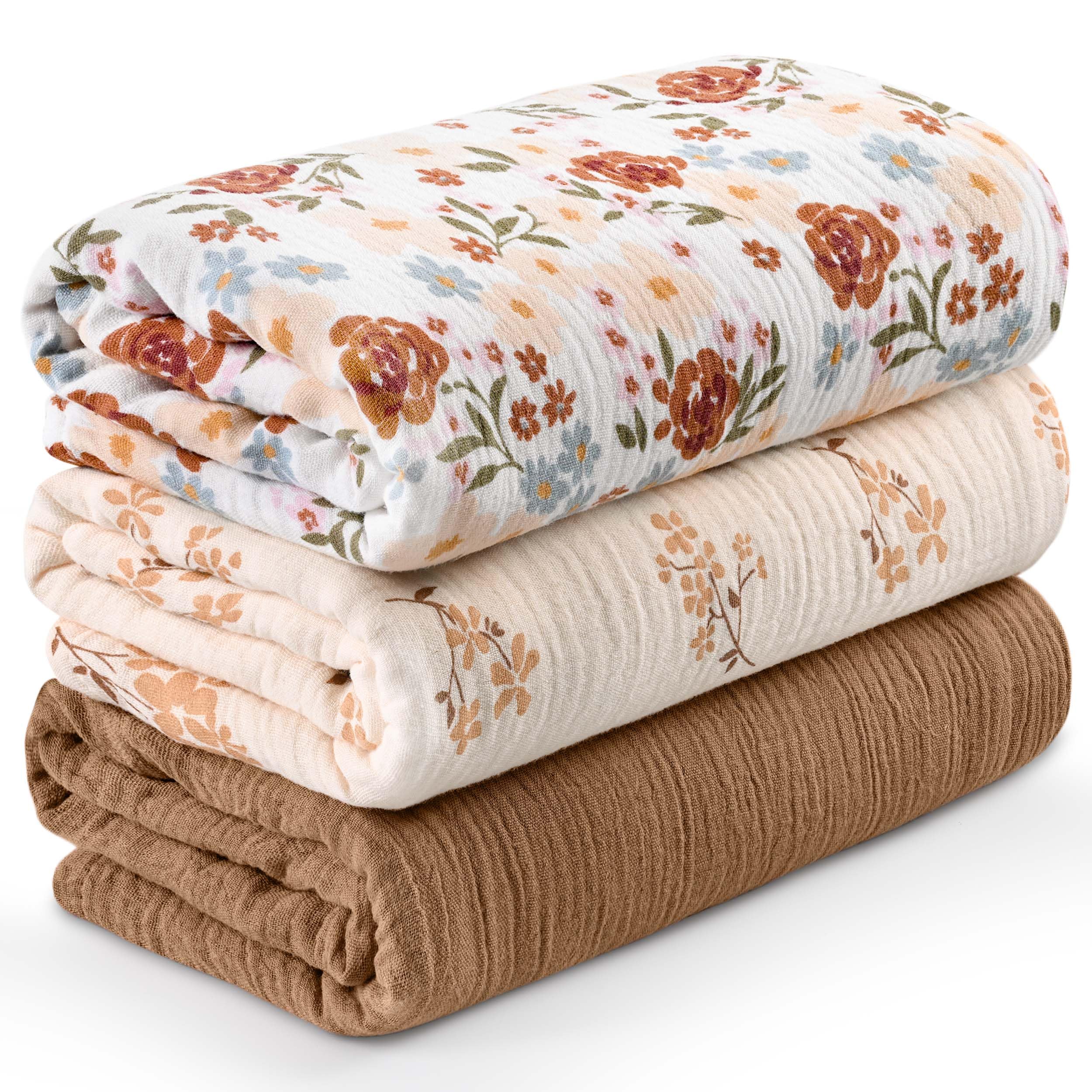 Soarwg Kids Muslin Cotton Baby Swaddle Blankets, 3-Pack, 95x100cm — image 1