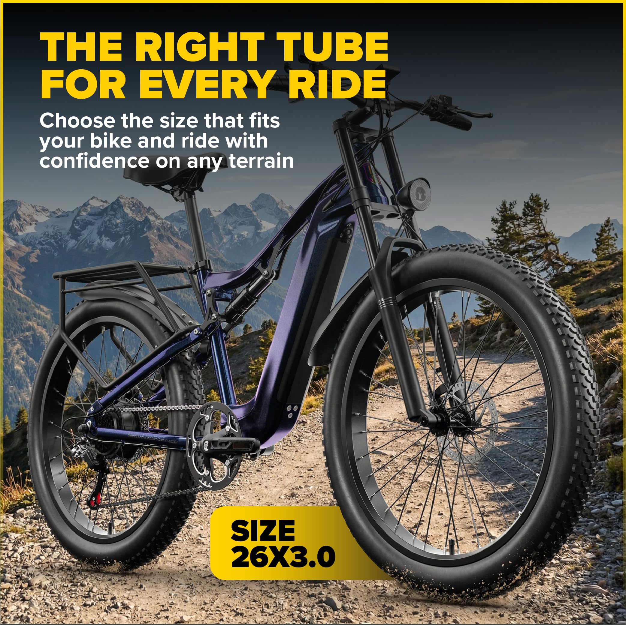 Ultraverse Set camera d'aria 26 x 3.0 con valvola Schrader – ideale per mountain bike e bici elettriche con pneumatici grassi da 26 pollici, prestazioni durevoli e affidabili, confezione da 2 con leve