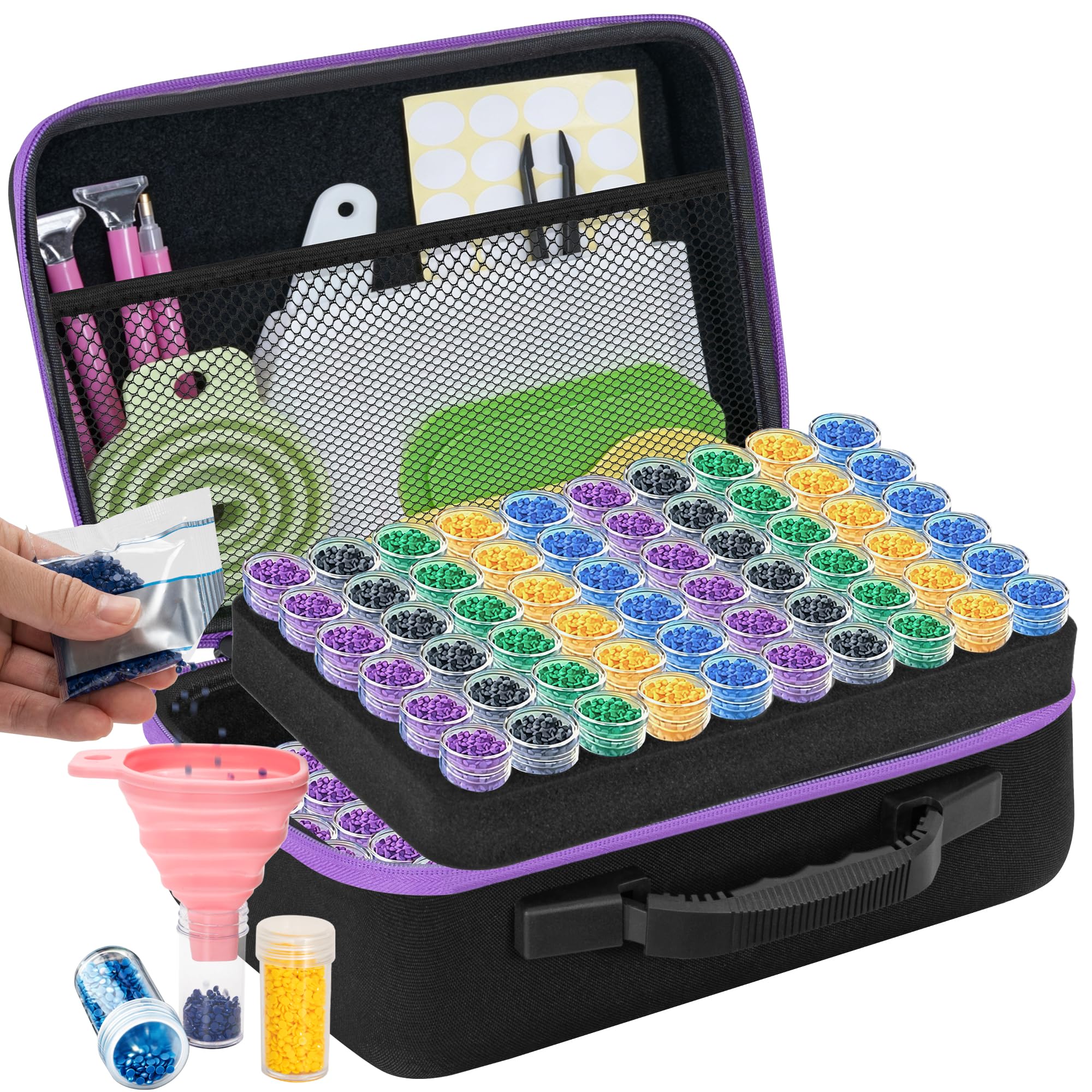 TORIBIO 120 Slots Diamond Painting Storage Boxes, Tools Kits with Pens