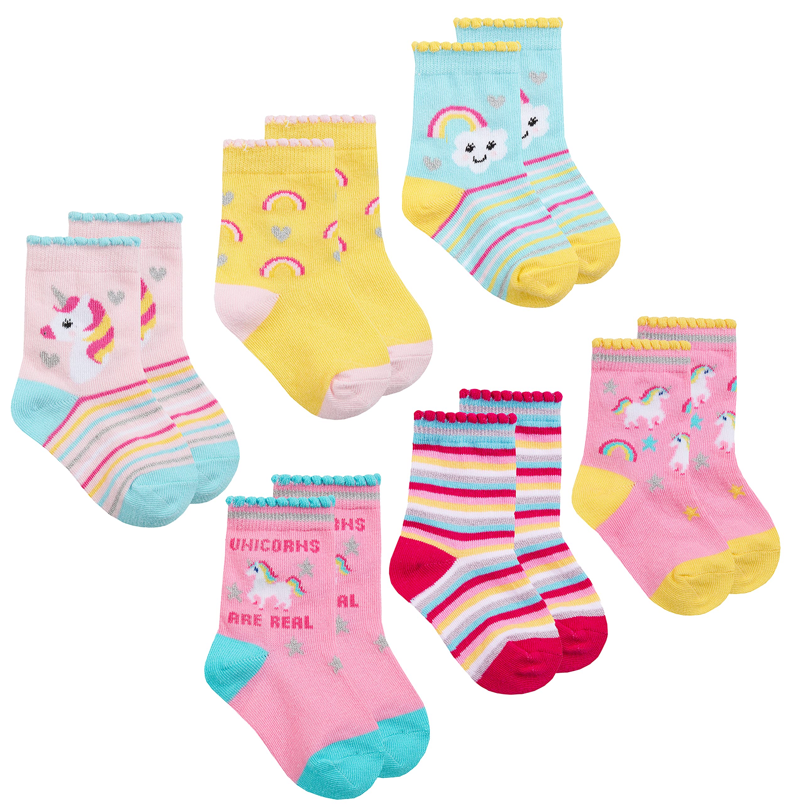 Metzuyan BABY GIRLS 3PK DESIGN SOCKS MERMAID UNICORN ASST Unicorn 0-0