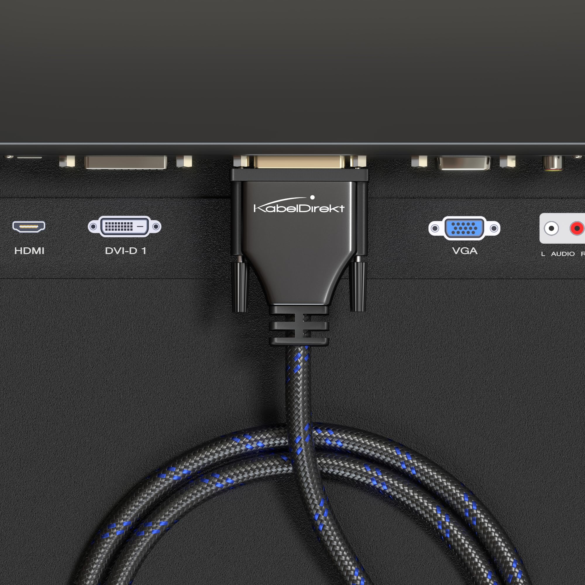 KabelDirekt – Kabel Dual Link DVI – z rdzeniem ferrytowym dla niezniekształconych sygnałów – 7,5 m – w oplocie nylonowym (kabel monitora DVI-D/24+1, 2560×1600 przy 60 Hz lub Full HD/1080p)