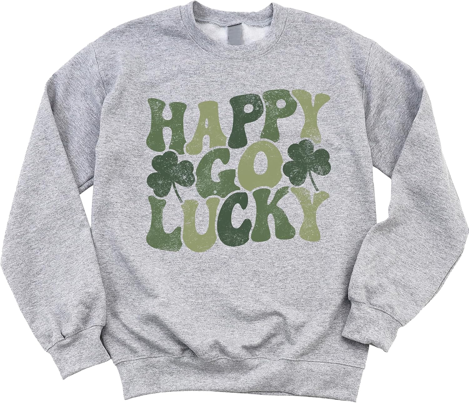 Olive Loves Apple Happy Go Lucky Sweatshirt for Women and Youth Girls St Pattys Day Clover Sweater