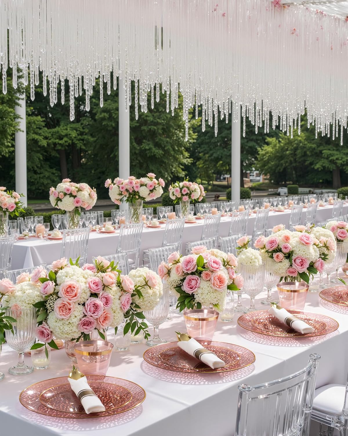 Hioasis 60pcs Burgundy Plastic Plates - Gold Rimmed Disposable, Hammered, Heavy-duty Dinnerware Set Suitable for 30 Guests, 10.25" Dinner & 7.5" Dessert Plates for Party & Wedding - Image 9