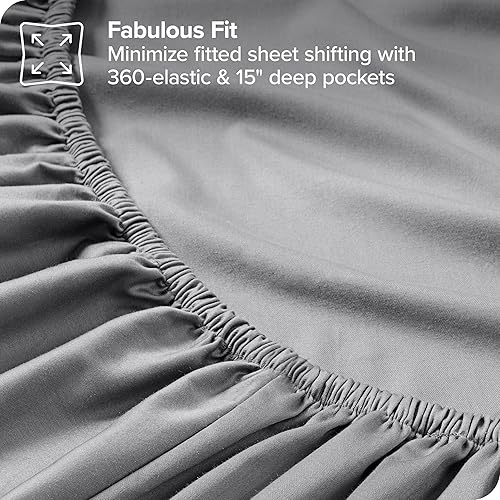 Miniatura 8 de Bare Home Juego de sábanas tamaño King 100 % algodón orgánico, tejido satinado suave, transpirable y refrescante, juego de lujo de hotel, sábanas de