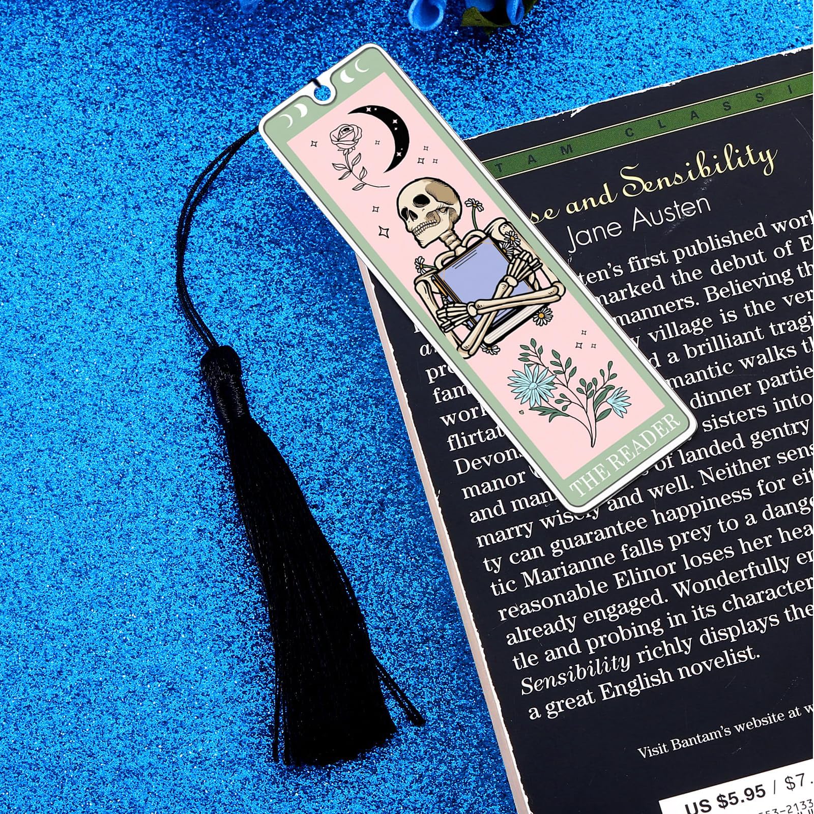 GlamRays Regalos para Amantes de los Libros para Mujeres Marcadores Navideños Marcadores Divertidos para Mujeres Hombres Tarot Marcadores Esqueleto Cartas del Tarot (Verde Claro)