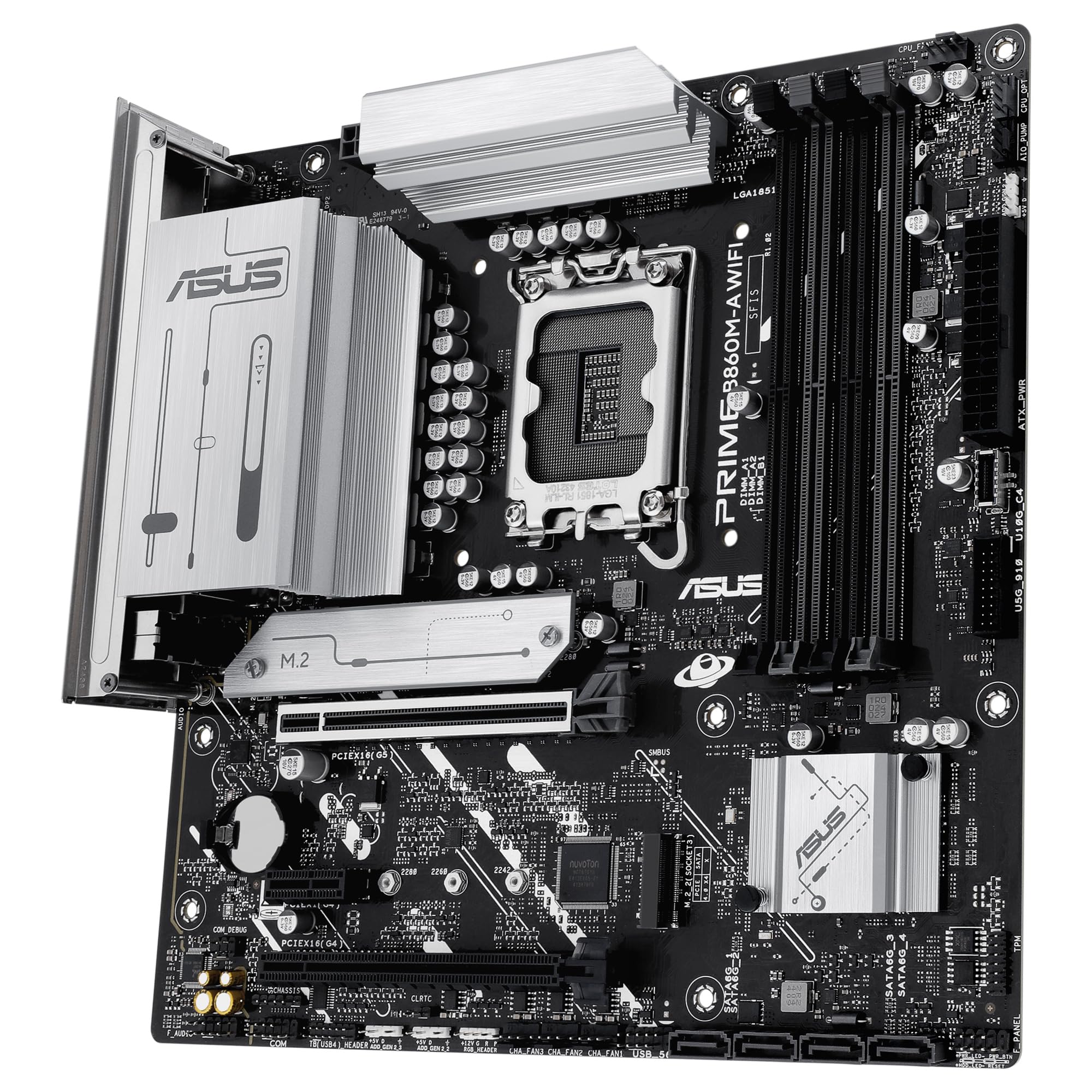 ASUS Prime B860M-A WiFi, Placa Base Intel mATX, 7+1+1+1 80A etapas de alimentación DrMOS, DDR5, PCIe 5.0, 2 Ranuras M.2, Wi-Fi 6E, Realtek 2.5Gb Ethernet, Doble DisplayPort, HDMI, USB Tipo-C