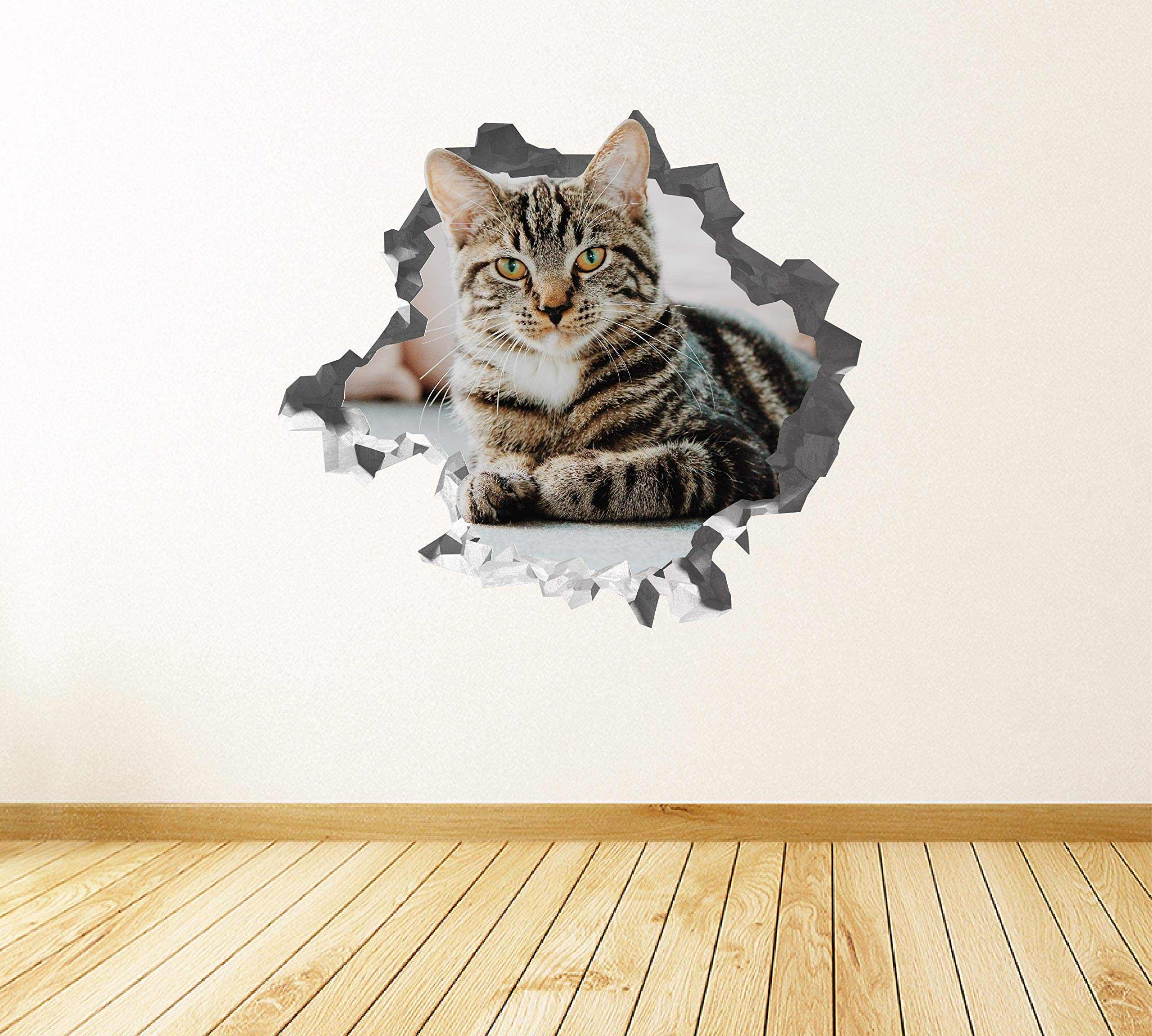Gato Lindo Pegatina - Calcomania Animales - Decoración de Cuartos Niños - Sticker de Gatitos - Decoración Infantil - JS378 (Grande: 102 cm x 91 cm)