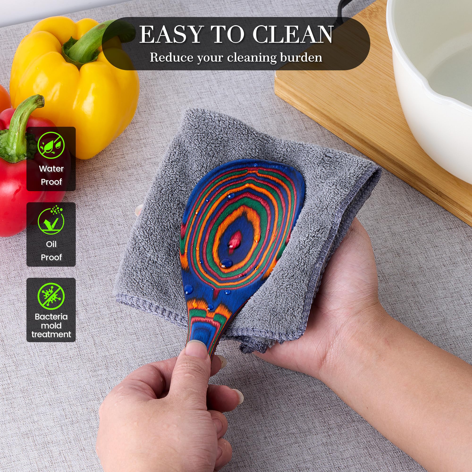 Utensilios de cocina de madera resistentes al calor, juego de 7 piezas, ecológicos, incluye espátula, pasta y cucharas ranuradas, herramienta de cocina esencial