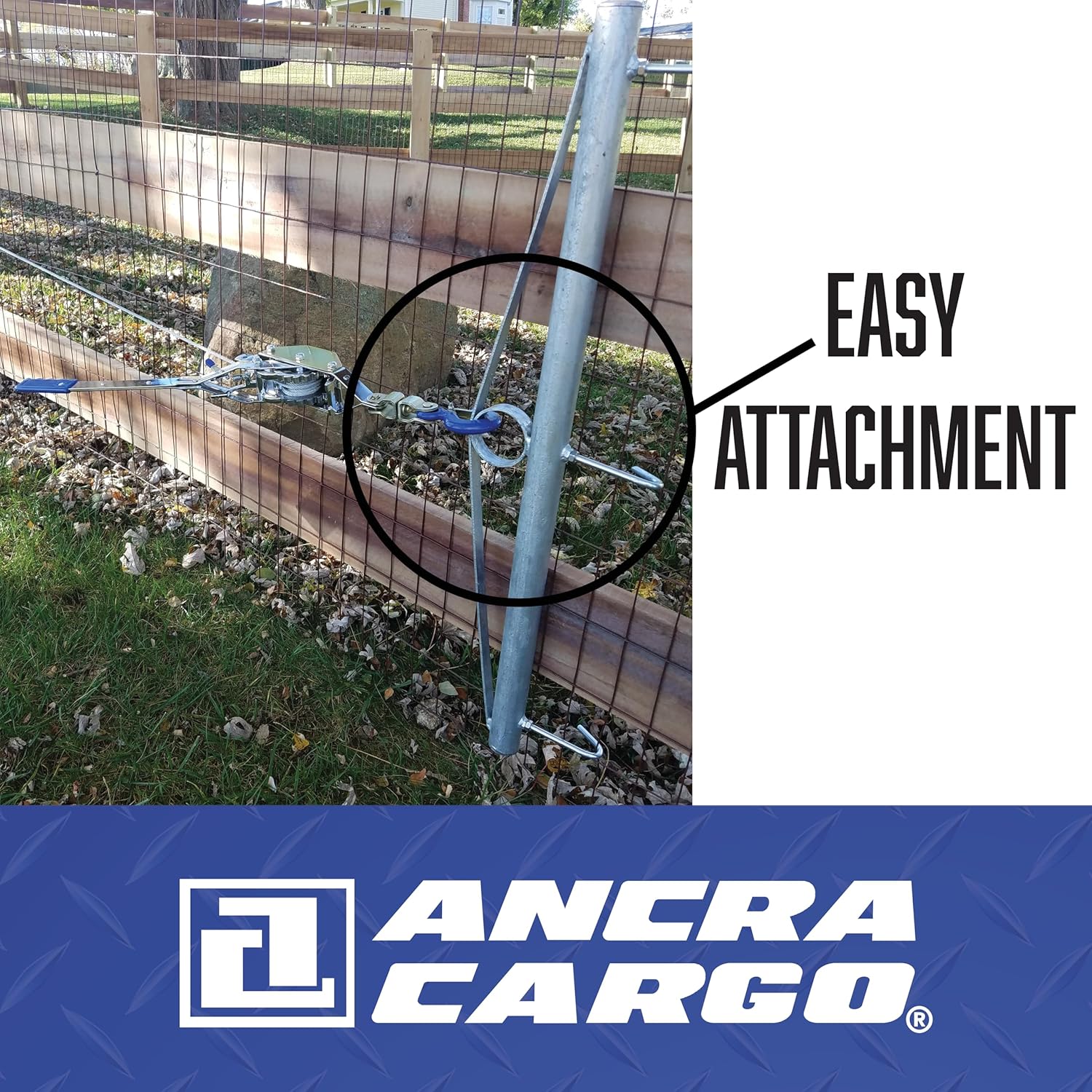 32" Woven Wire Fence Stretcher, 3-Hook Bar, Galvanized Steel Construction, Quick Attachment Welded Steel Bow & Loop, Designed for Cable Pullers