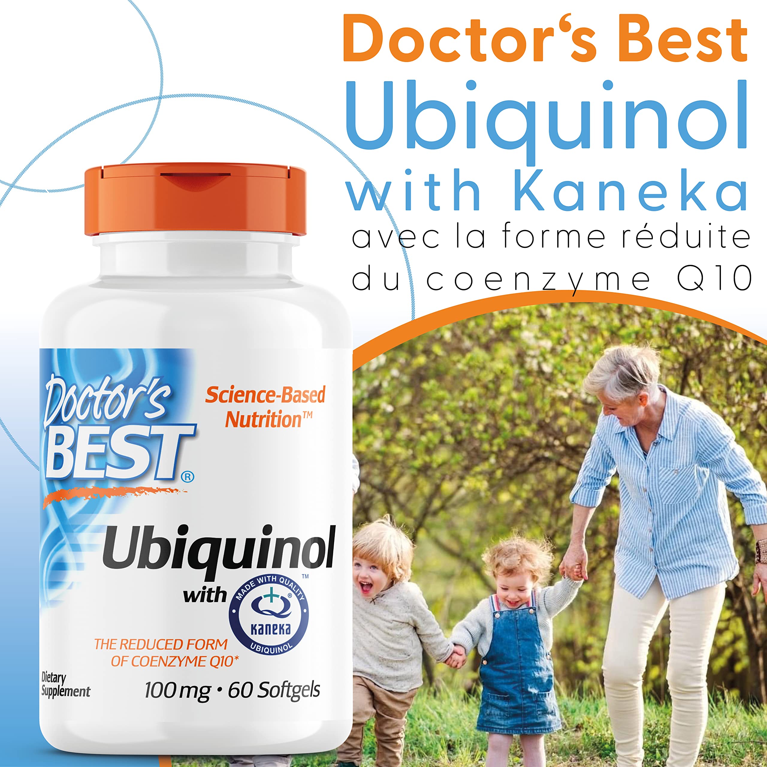 Doctor's Best, Ubiquinol avec Kaneka, Coenzyme Q10, 100 mg, 60 Capsules molles, Hautement Dosé, Sans Soja, Sans Gluten, Sans OGM, Végétal