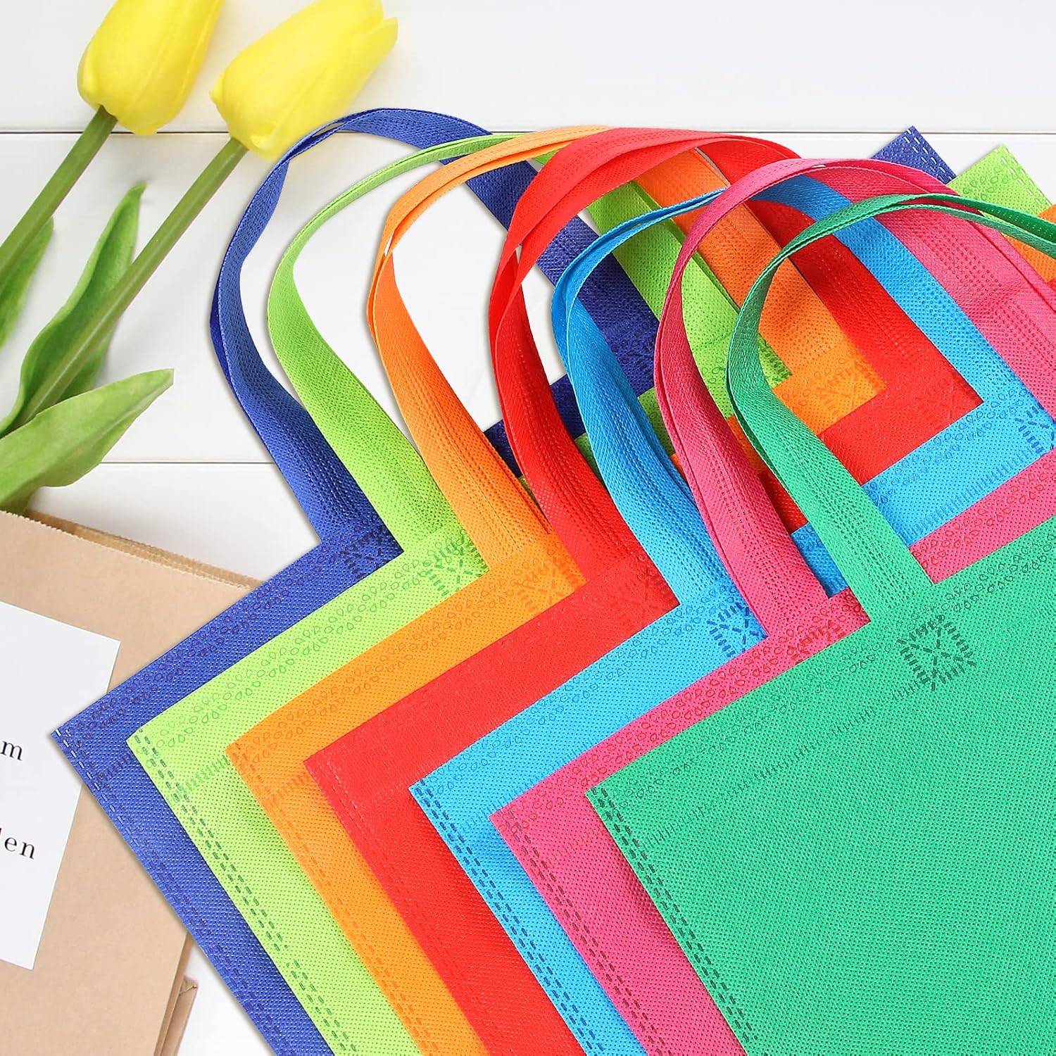 Reusable Gift Bag With Handles 22 Pcs Large Tote Bags Bulk 11 Colors for Shopping Groceries Birthday Party Favor Snacks DIY Painting Halloween Christmas Gift, 15 Inch ×13 Inch - Image 6