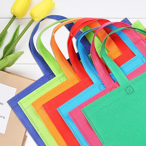 Miniatura 4 de Bolsa de regalo reutilizable con asas, 22 unidades, bolsas grandes a granel, 11 colores para compras, comestibles, fiesta de cumpleaños, aperitivos,