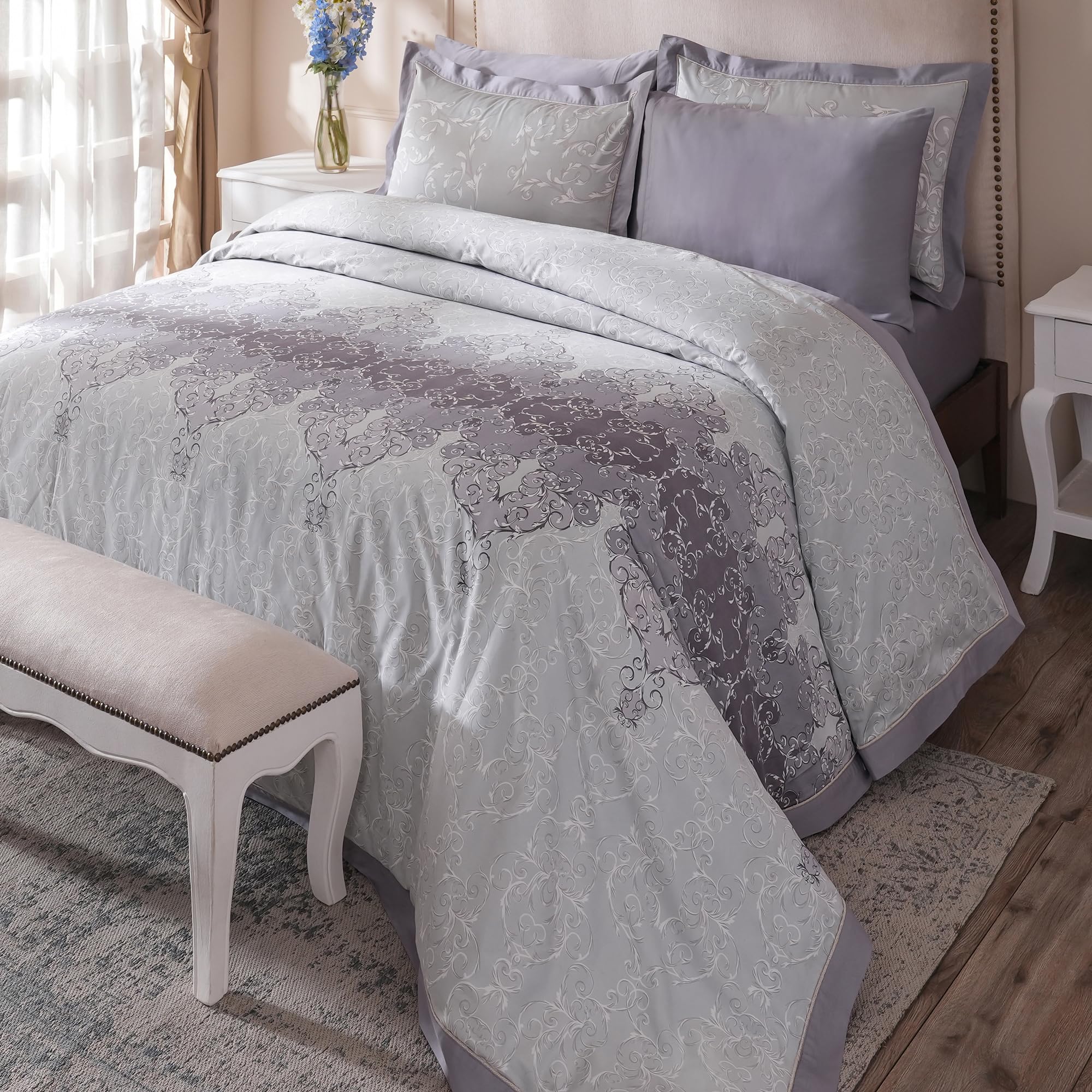 maspar 100% Cotton 400 TC King Size Duvet Cover (108"x90") with 2 Pillow Covers (20"x30")-picture-30