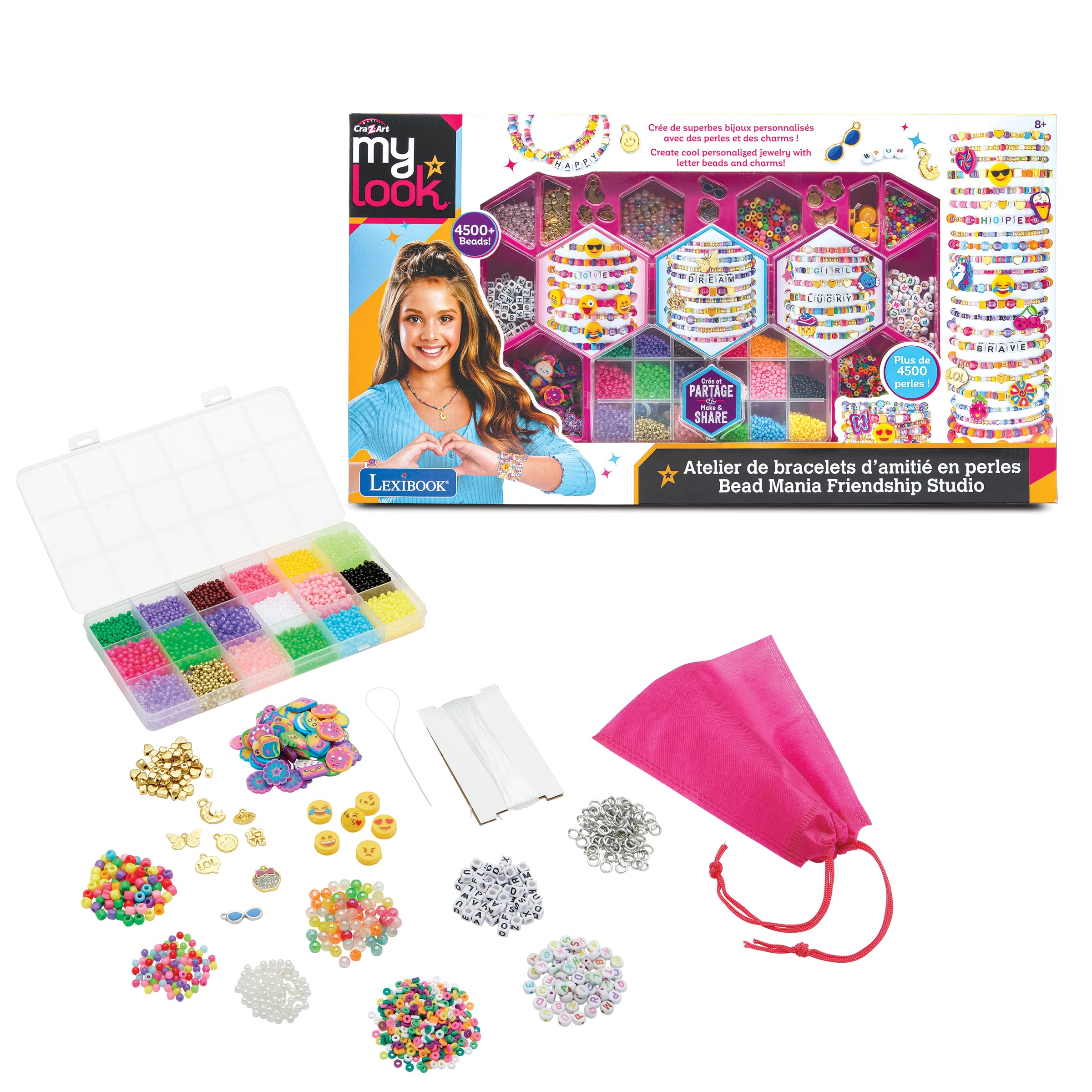 LEXIBOOK, Beaded Friendship Bracelet Workshop, 18 Colors, CRSS44