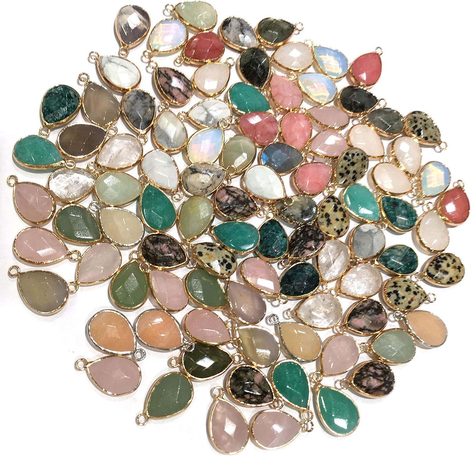 LE SKY natural stone pendants, waterdrop shape faceted Malay jade chakra healing semi gemstone pendant for necklace bracelet jewelry craft making 14x22mm 10 Pcs - Image 3