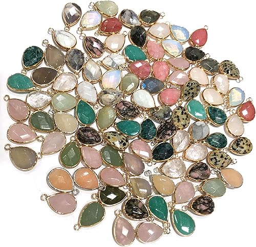 Miniatura 3 de Colgantes de piedra, colgante de piedras preciosas facetadas naturales, 10 piezas de 0.551 x 0.866in para collares, pulseras, joyas, manualidades,