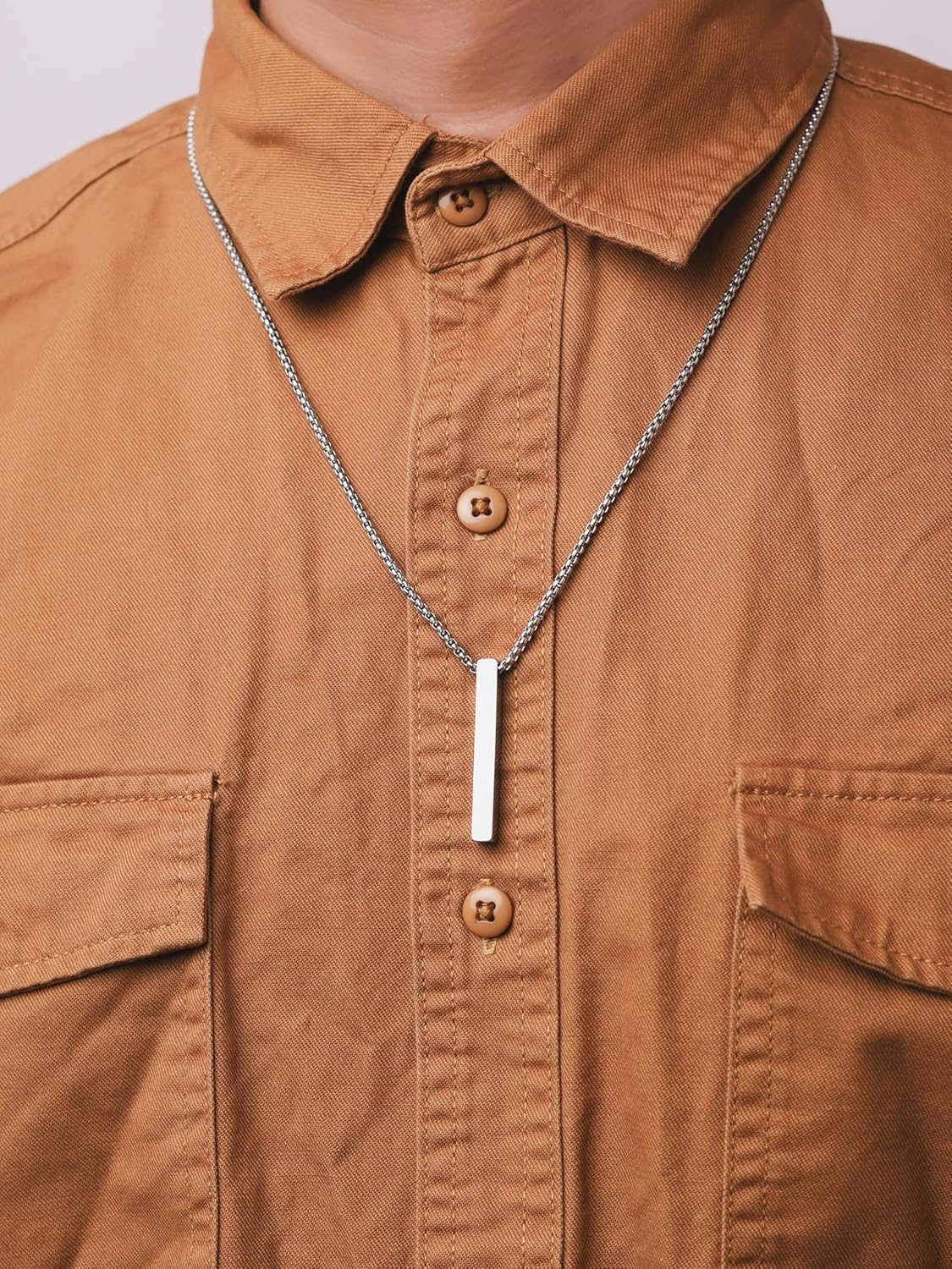 HAQUIL Stainless Steel Simple Minimalist Vertical Bar Pendant Necklace, Box Chain, Jewelry Gift for Men and Women - Image 7