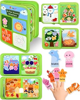 4 Seasons Montessori Busy Board for Toddlers Ages 1-4 | 4 Seasons Themed | Fine Motor Skill Sensory Toy | For Car, Airplane Travel & Indoor Daily Play