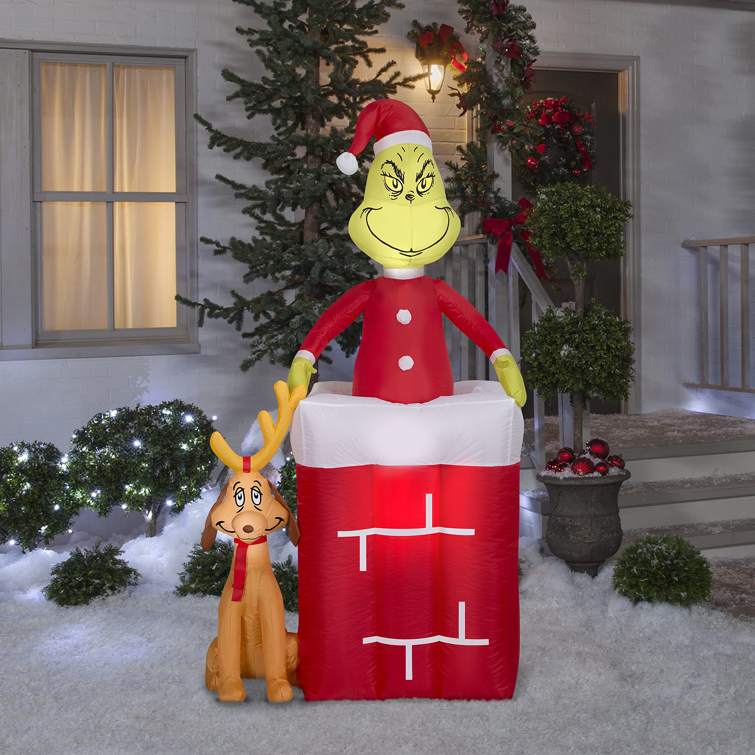 Gemmy Industries Animated Airblown Grinch Grinch W/max and Presents