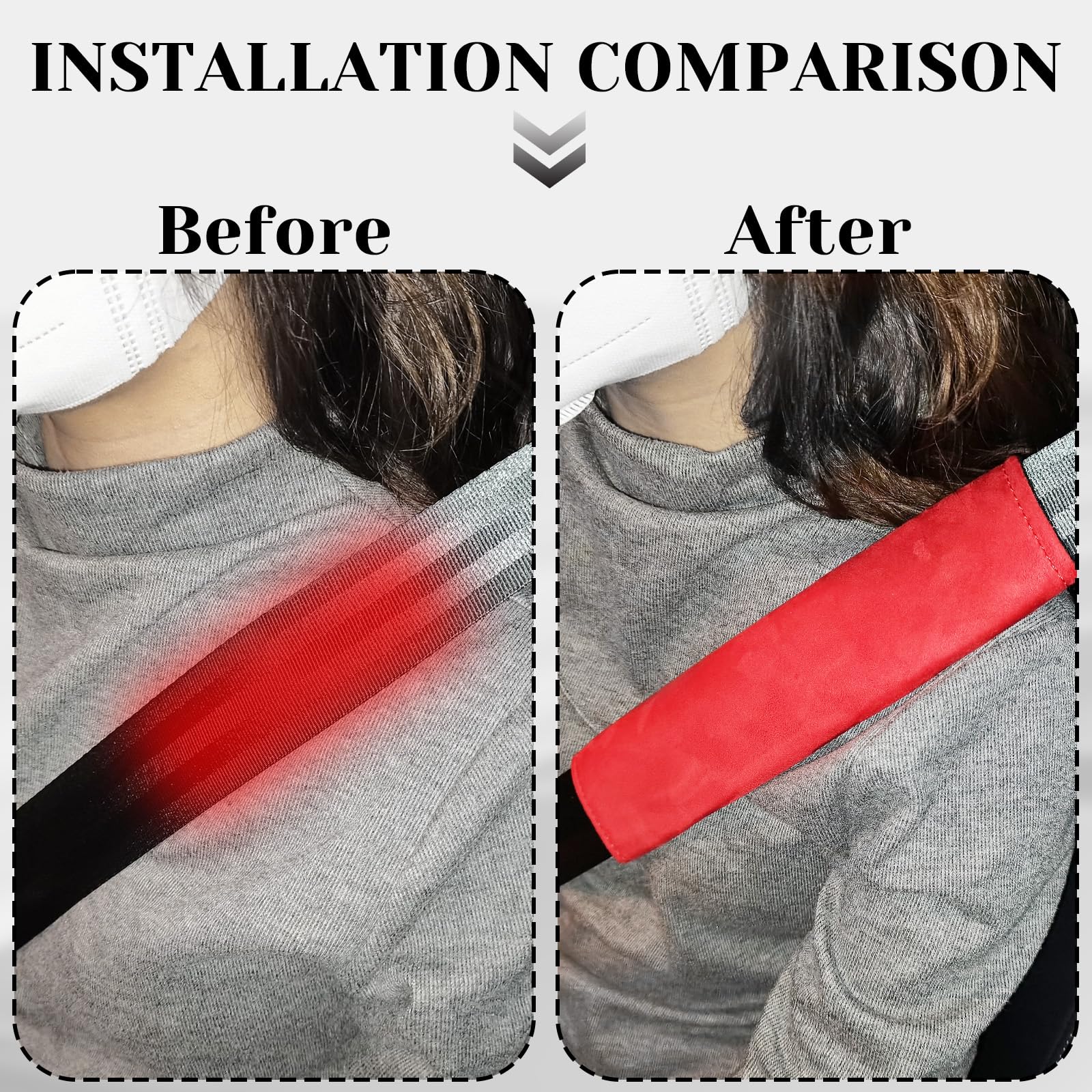 Paquete de 2 almohadillas universales para cinturón de seguridad de coche, funda suave para cinturón de seguridad para hombro, almohadilla para cuello, protector de correa de seguridad para