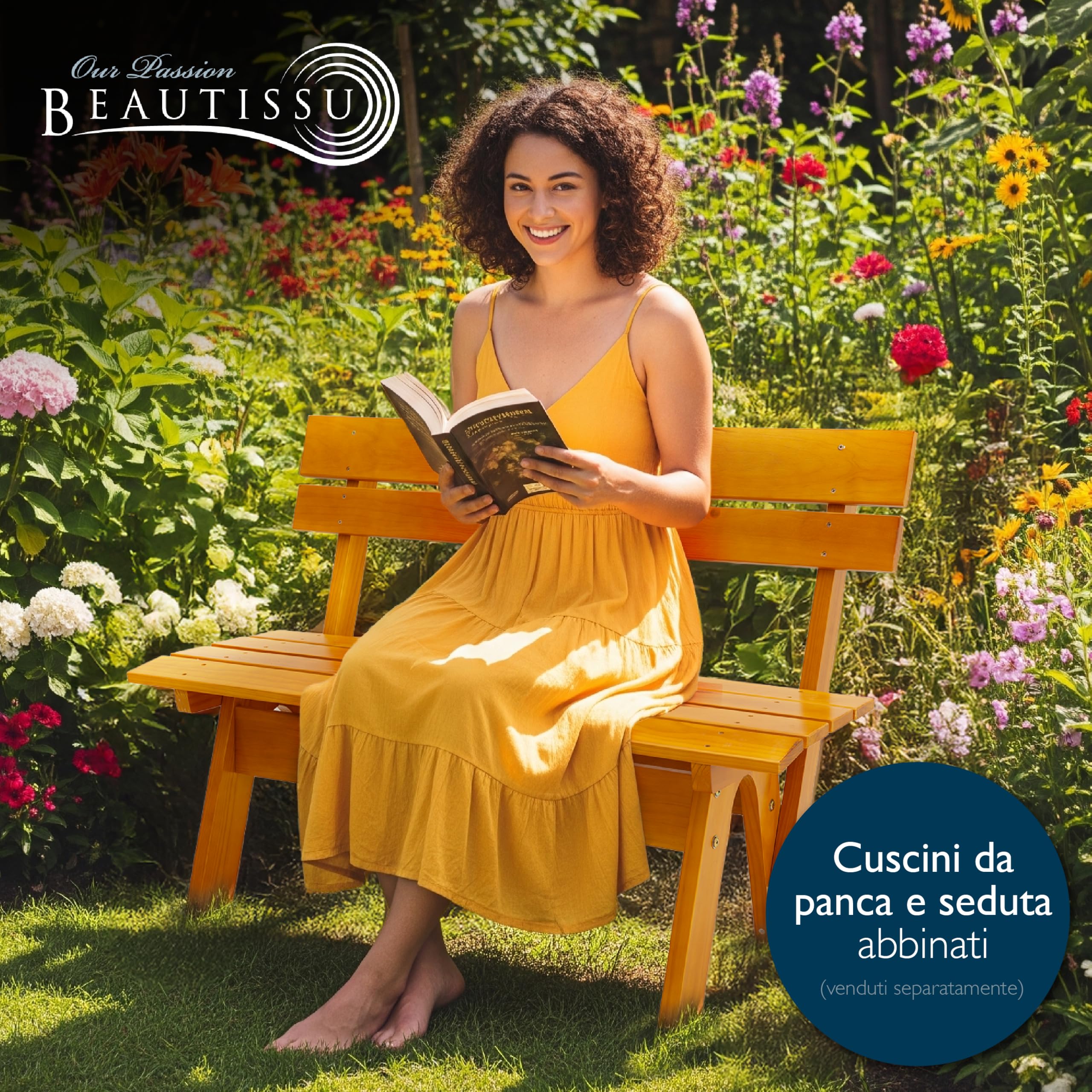 Beautissu Panca Panchina da Giardino in Legno Massiccio Resistente alle Intemperie 2 Posti a Sedere 120 cm – Panchine Panchina da Esterno all'aperto Durevole Robusta per Balcone Terrazza – GR