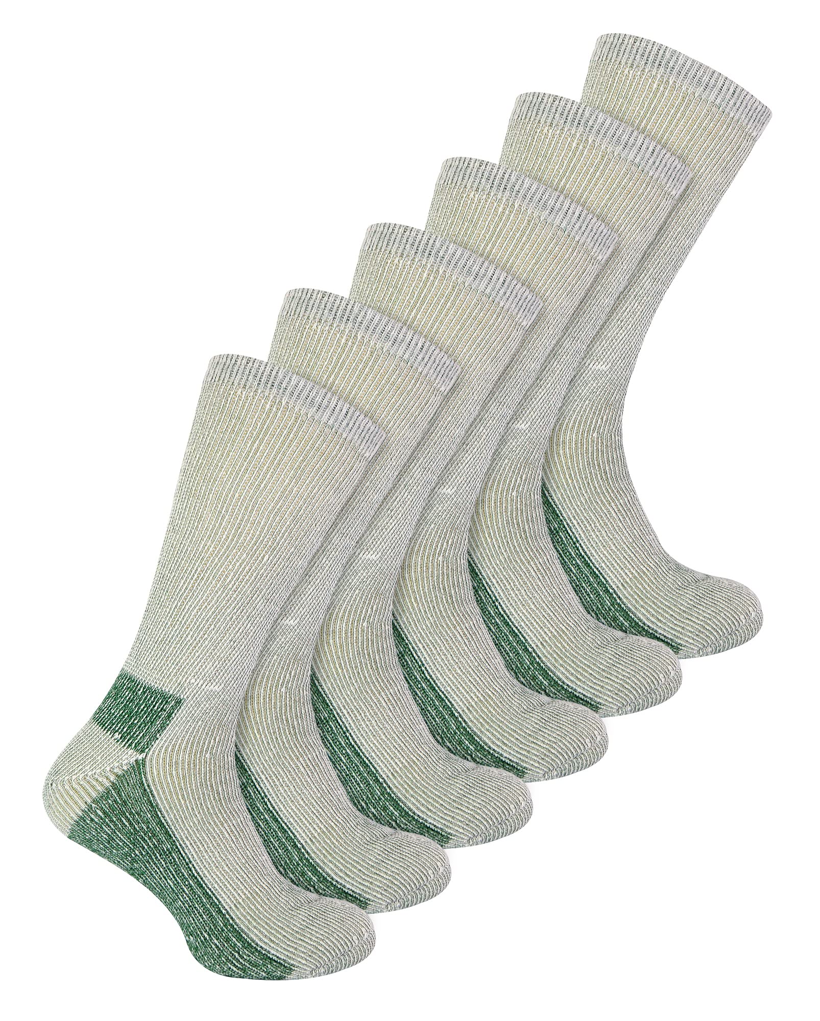 Sock Snob 6 Pair Multipack Mens Wool Socks with Reinforced Heel and Toe Winter Breathable Cushioned Crew Hiking Socks (6-11, Green)