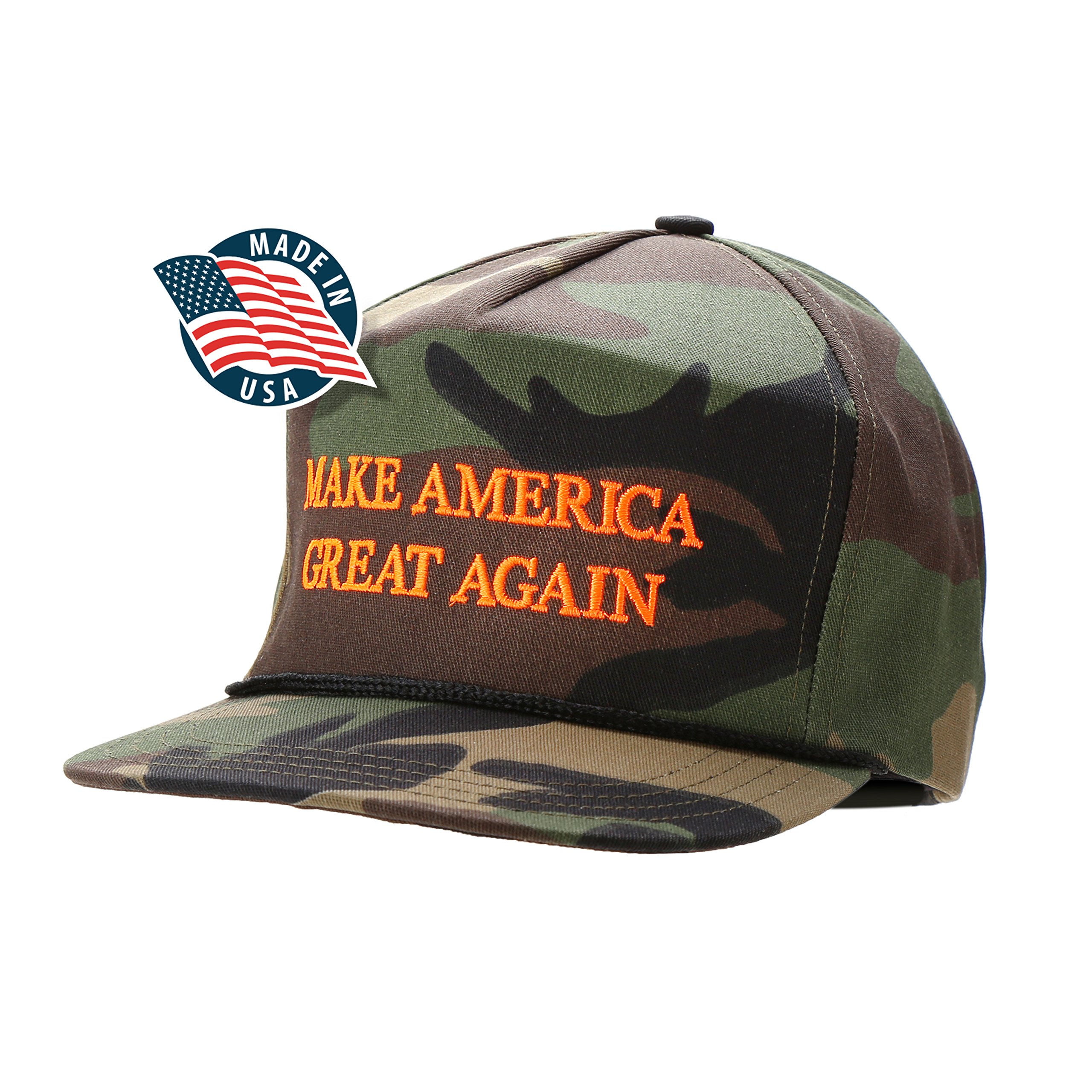 MAKE AMERICA GREAT AGAIN! - Trump 2016 Adjustable Cap with Rope Front, Beautiful EMBROIDERED Text
