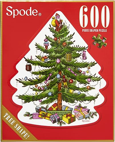 C.R. Gibson PDCS-24778 Spode - Rompecabezas de 600 piezas para árbol de Navidad, 27.6 pulgadas de ancho x 33 pulgadas de alto, multicolor, 600 piezas