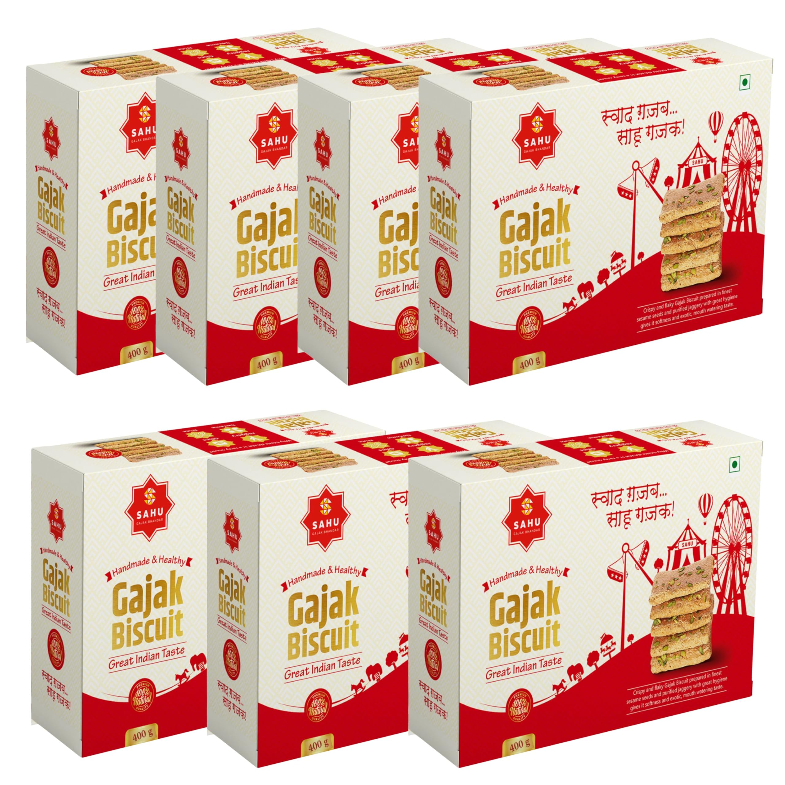 SAHU GAJAK BHANDAR Crispy & Flaky Gajjak 2800g | Pack of 7 (Each 400g) | Chikki, Gazak, Tilkut, Sesame Bar | Jaggery Sweets & Healthy Snacks (B08KS6GPTM) Amazon Price History, Amazon Price Tracker