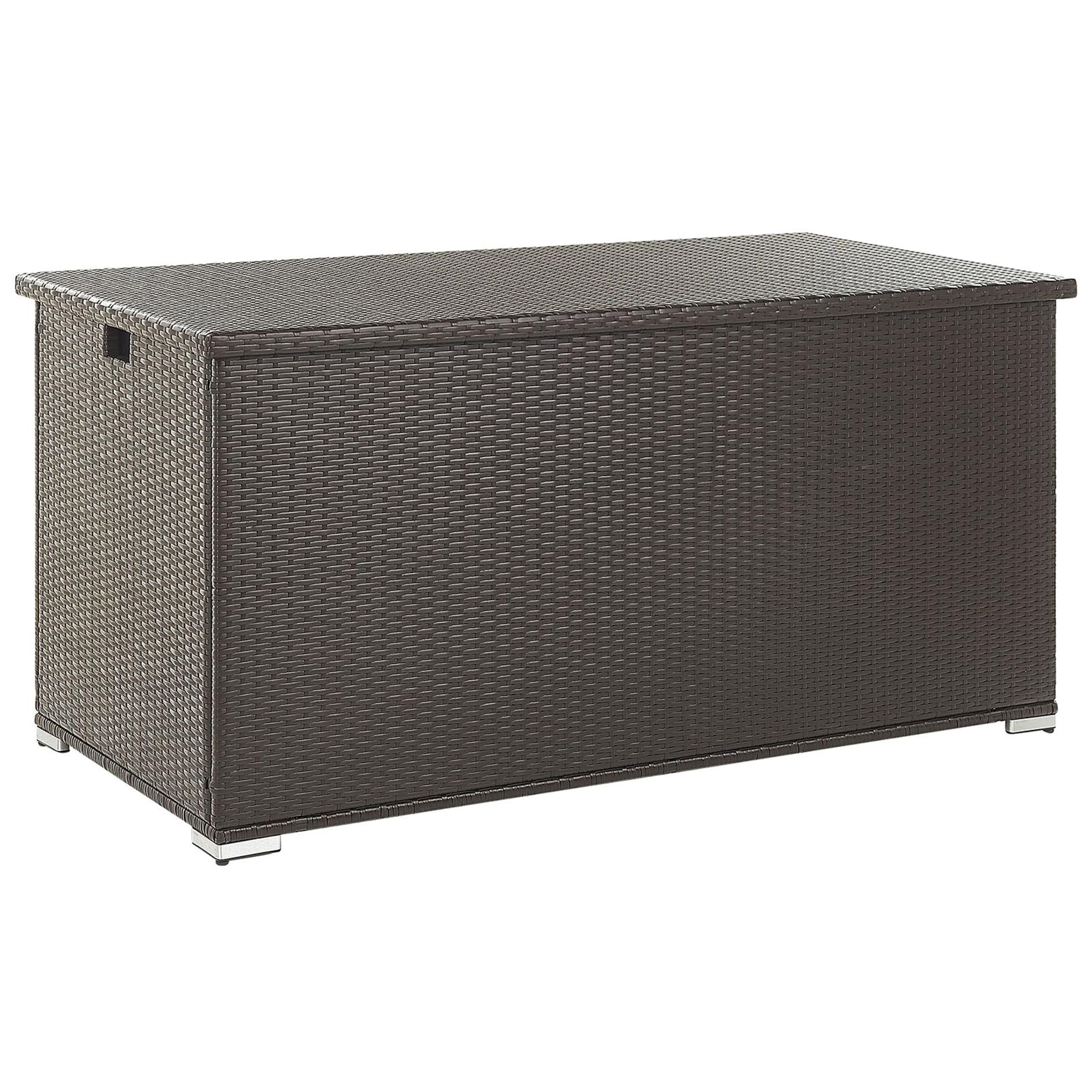 Beliani Coffre de Rangement Extérieur 155 x 75 cm en Rotin Marron Idéal pour Stockage d'Accessoires de Jardin et Coussins Durable et Décoratif