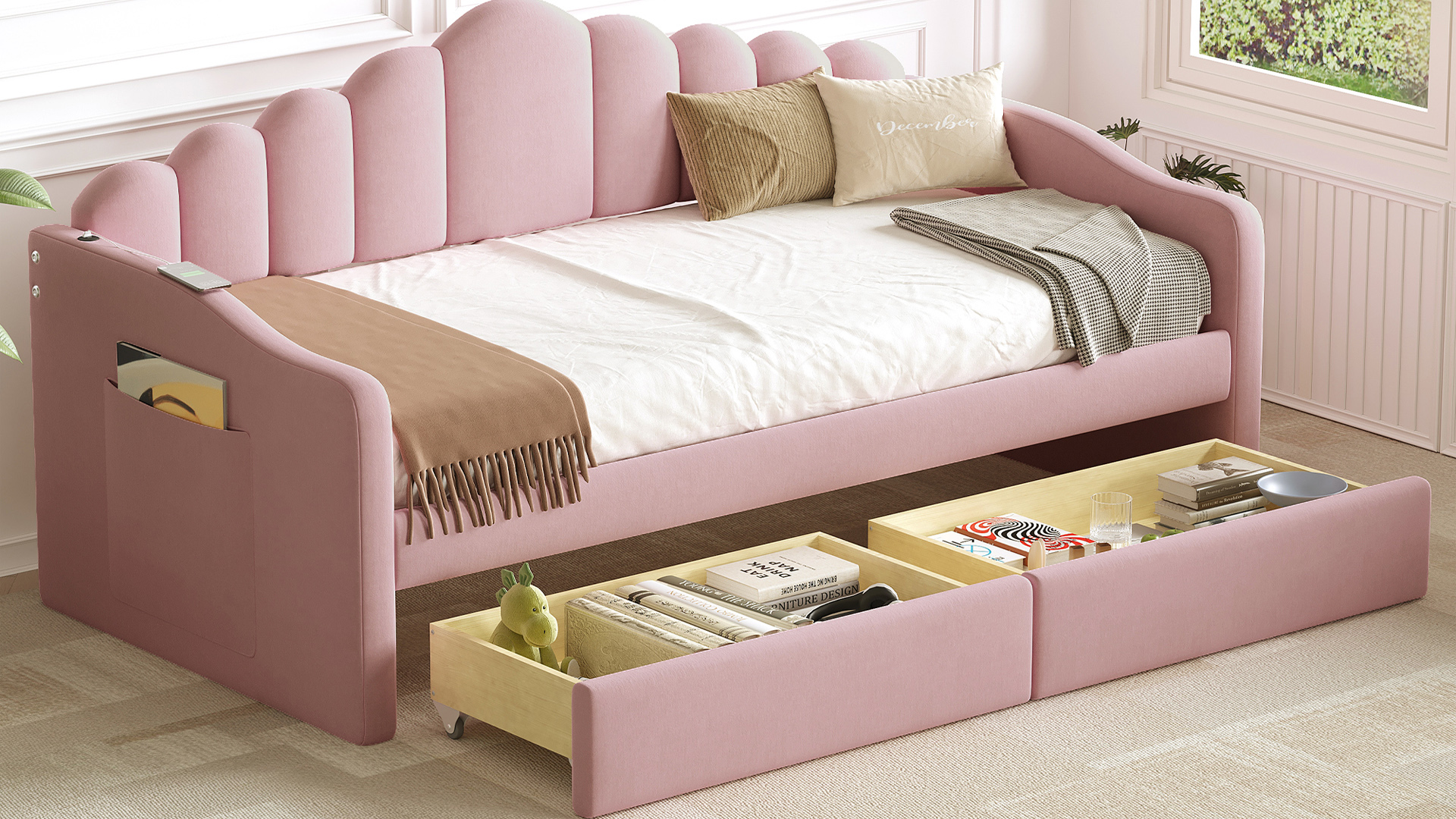 Amazon.com: Anwick Twin Size Velvet Upholstered Daybed with