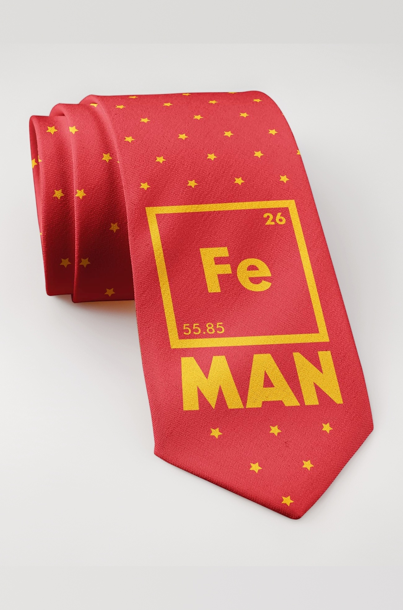 Crazy Dog T-Shirts Iron Science Necktie - Mens Novelty Science Teacher Tie with Periodic Table Design, Red, One Size